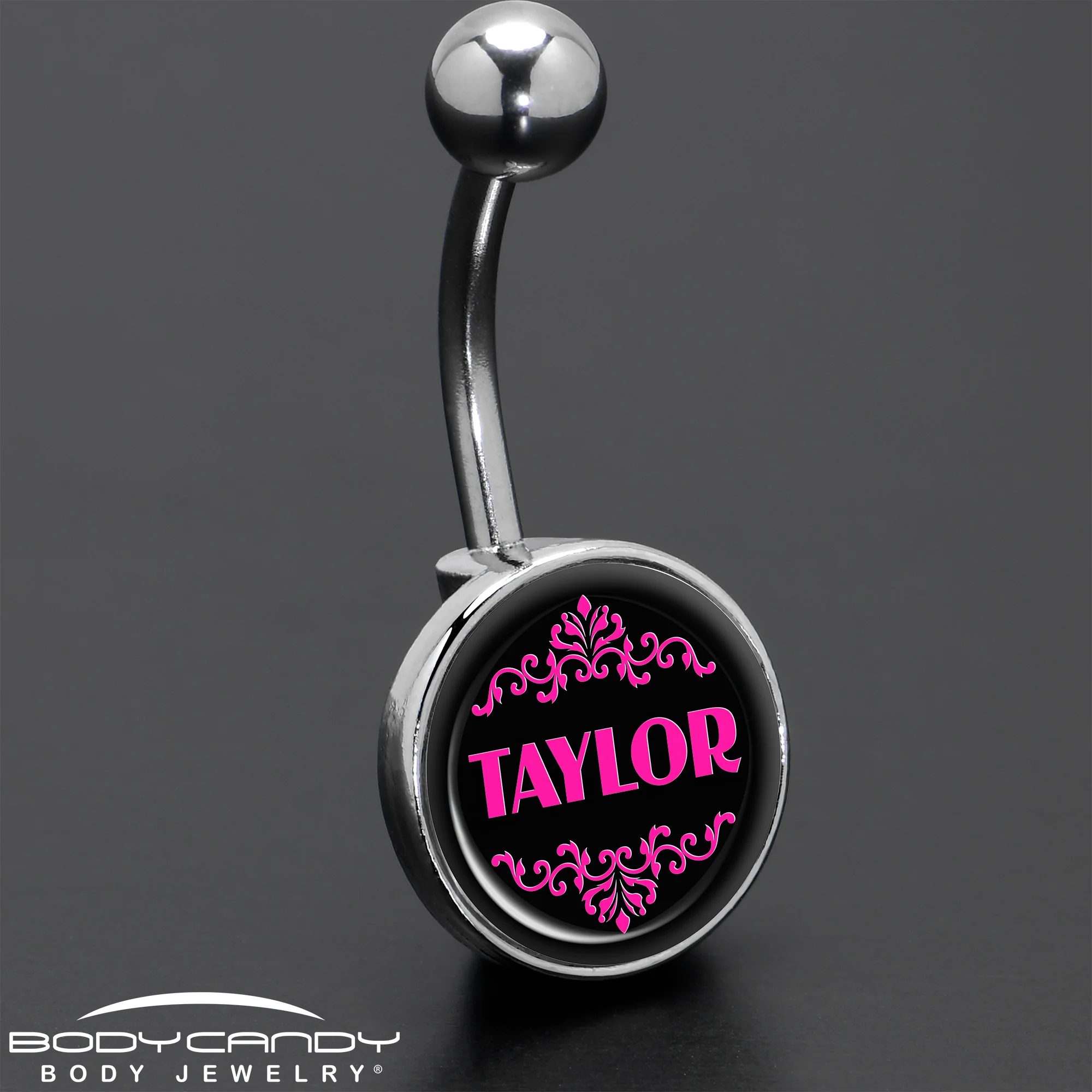 Custom Pink Personalized Name Belly Ring - Image 8