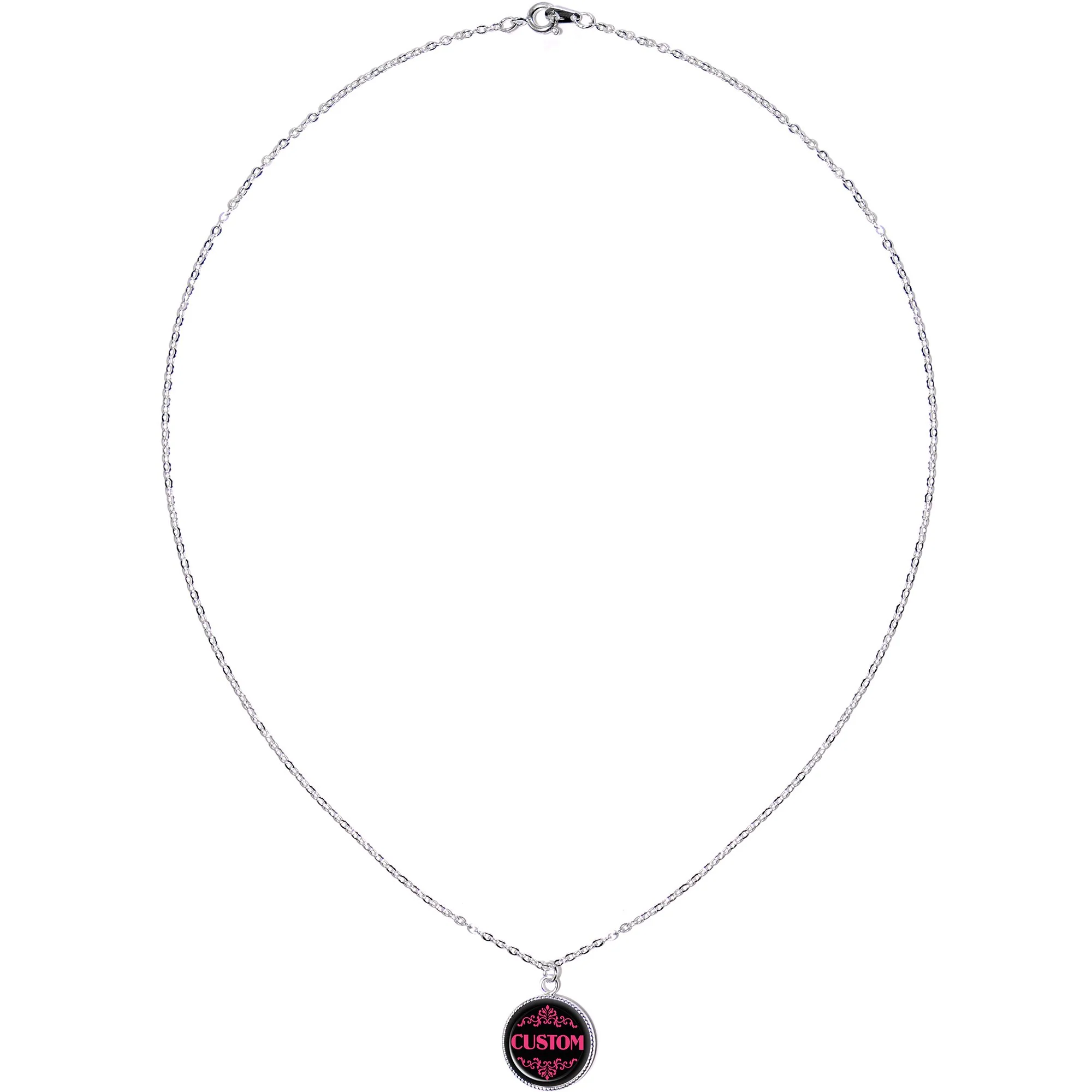 Custom Pink Personalized Name Silver Plated Chain Necklace - Image 2
