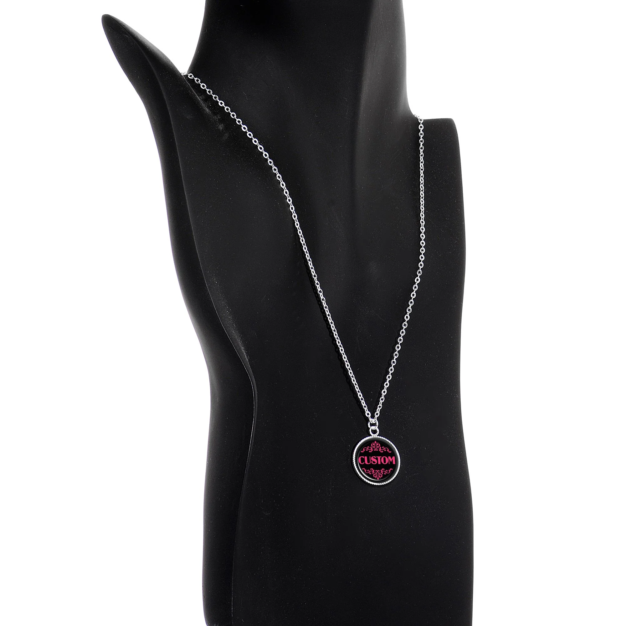 Custom Pink Personalized Name Silver Plated Chain Necklace - Image 3