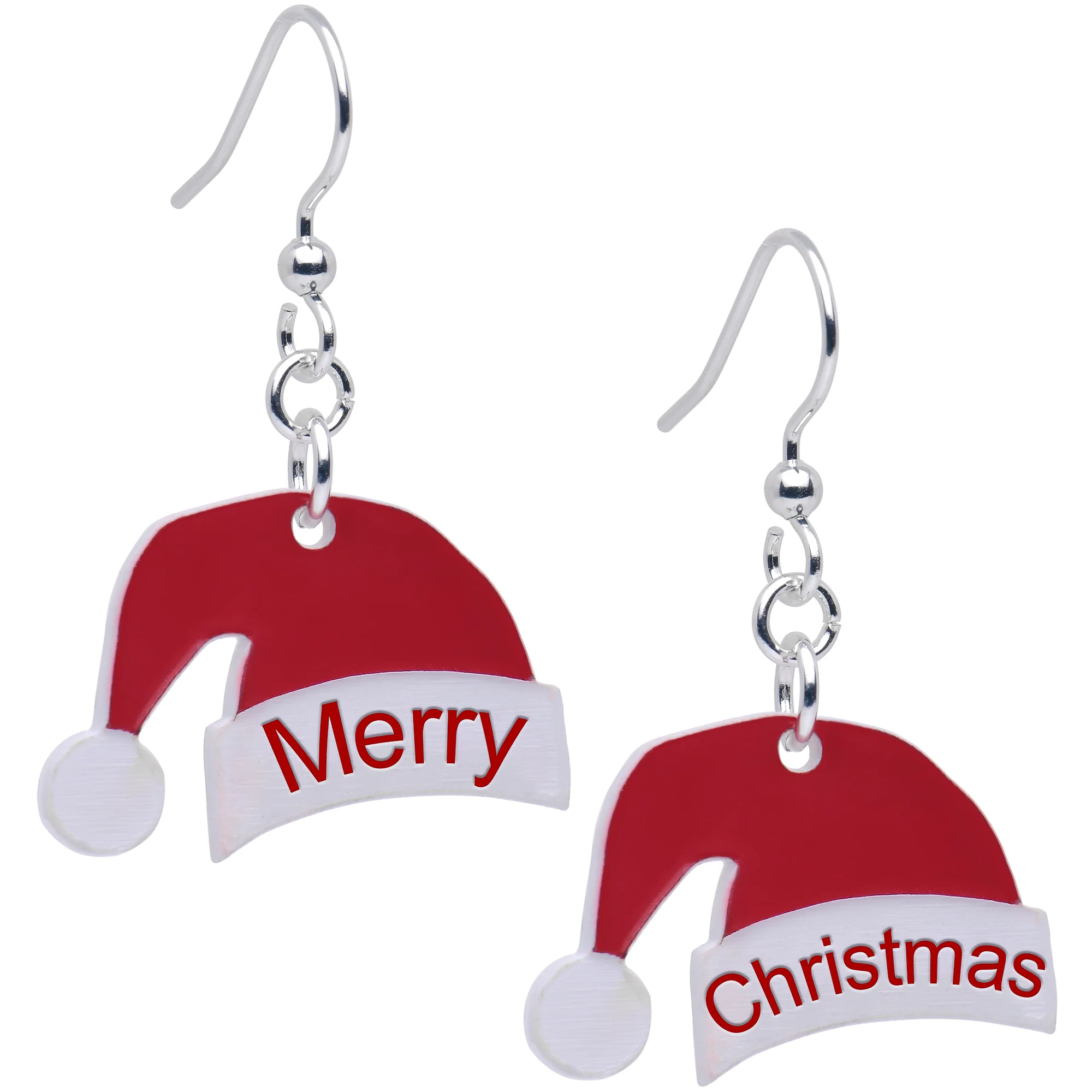 Custom Santa Hat Personalized Fishhook Dangle Earrings - Image 2