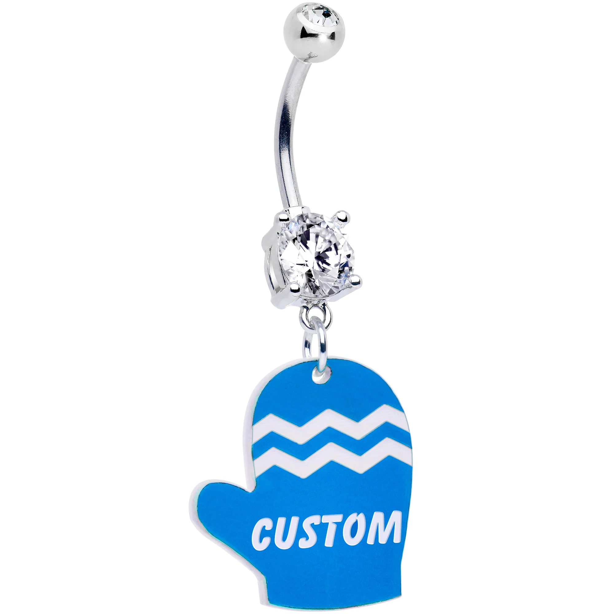 Custom Holiday Mitten Personalized Dangle Belly Ring - Image 4