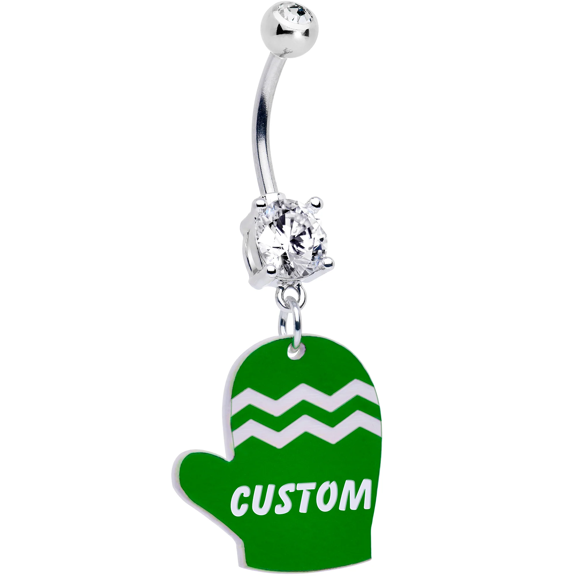 Custom Holiday Mitten Personalized Dangle Belly Ring - Image 5