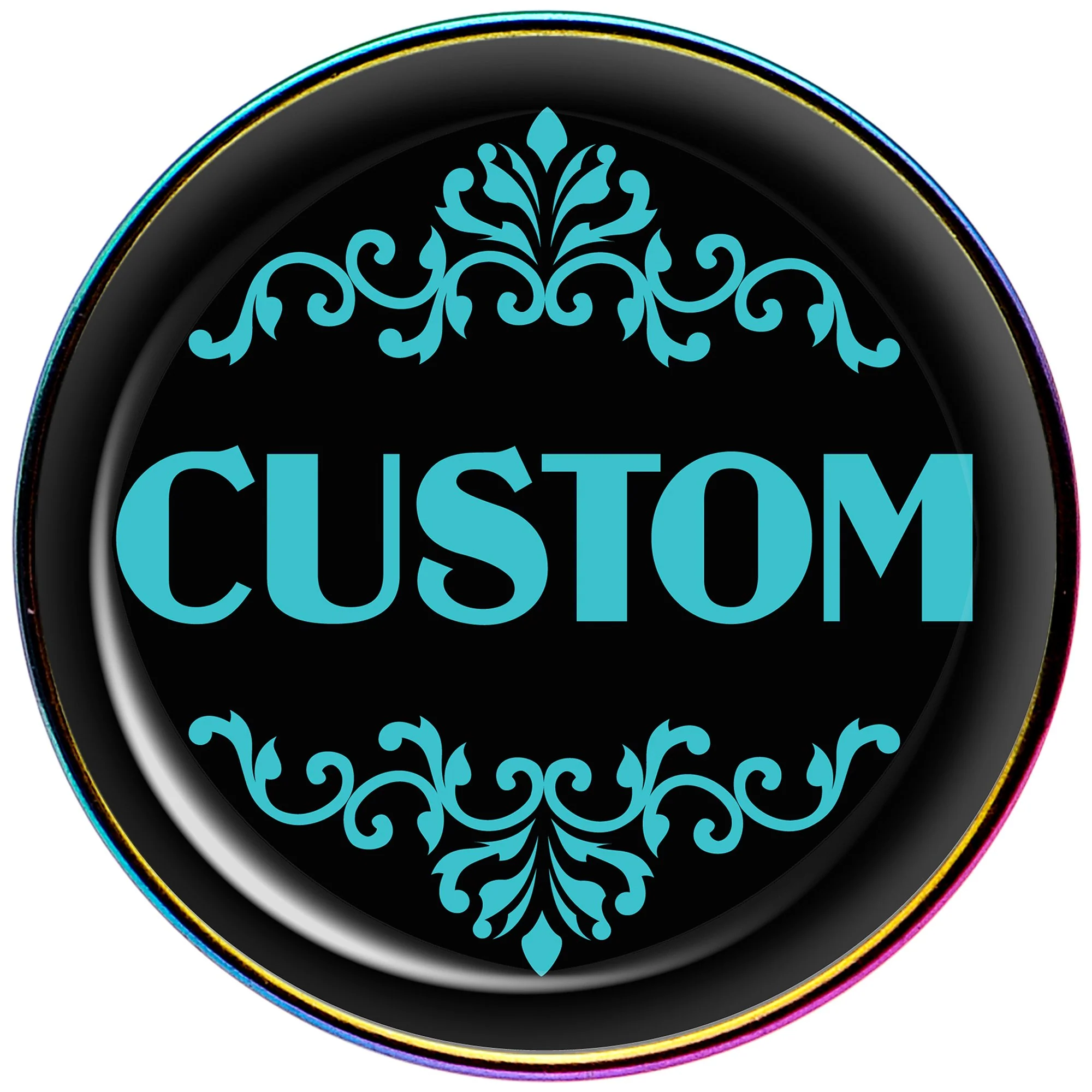 Custom Teal Personalized Name Rainbow Barbell Tongue Ring - Image 2