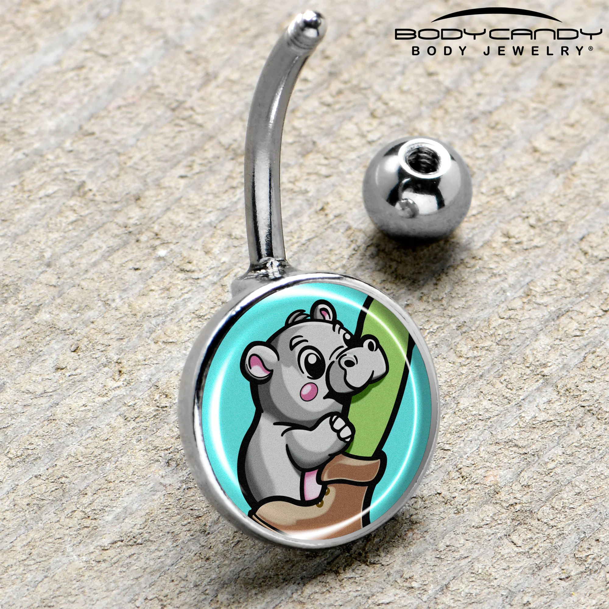 Cute Biting Baby Hippo Belly Ring - Image 4
