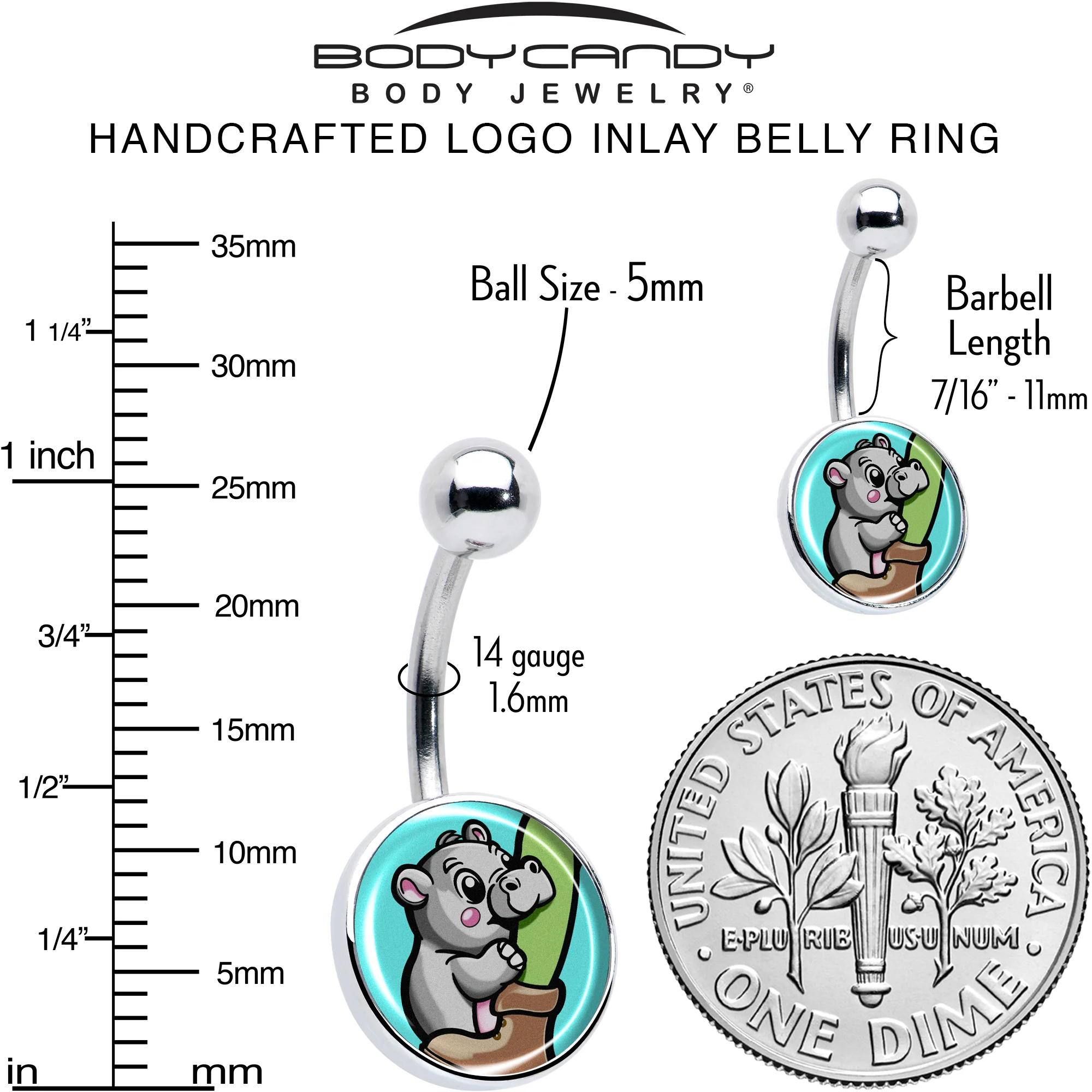 Cute Biting Baby Hippo Belly Ring - Image 6