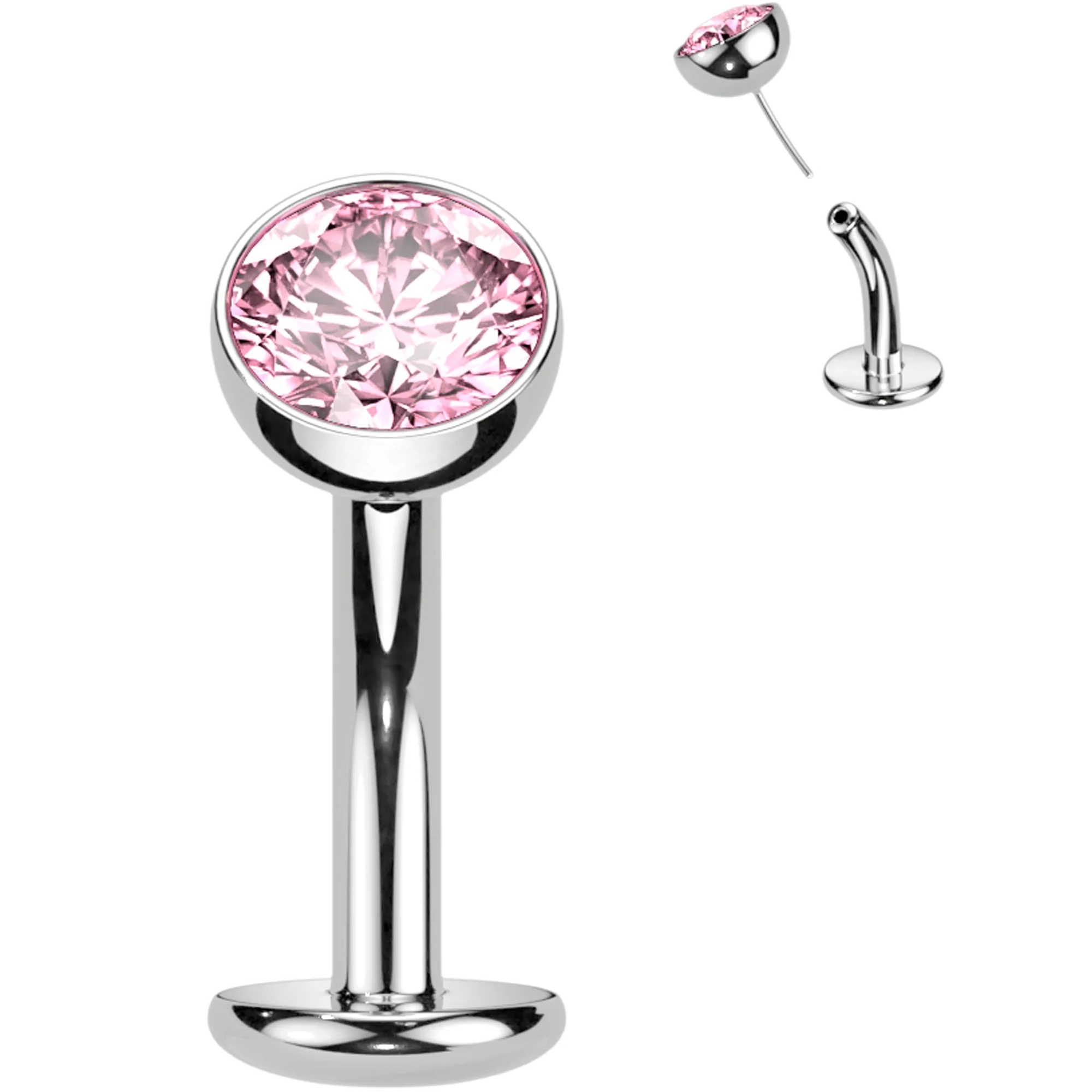 CZ Bezel Gem Titanium Threadless Floating Belly Ring - Image 6