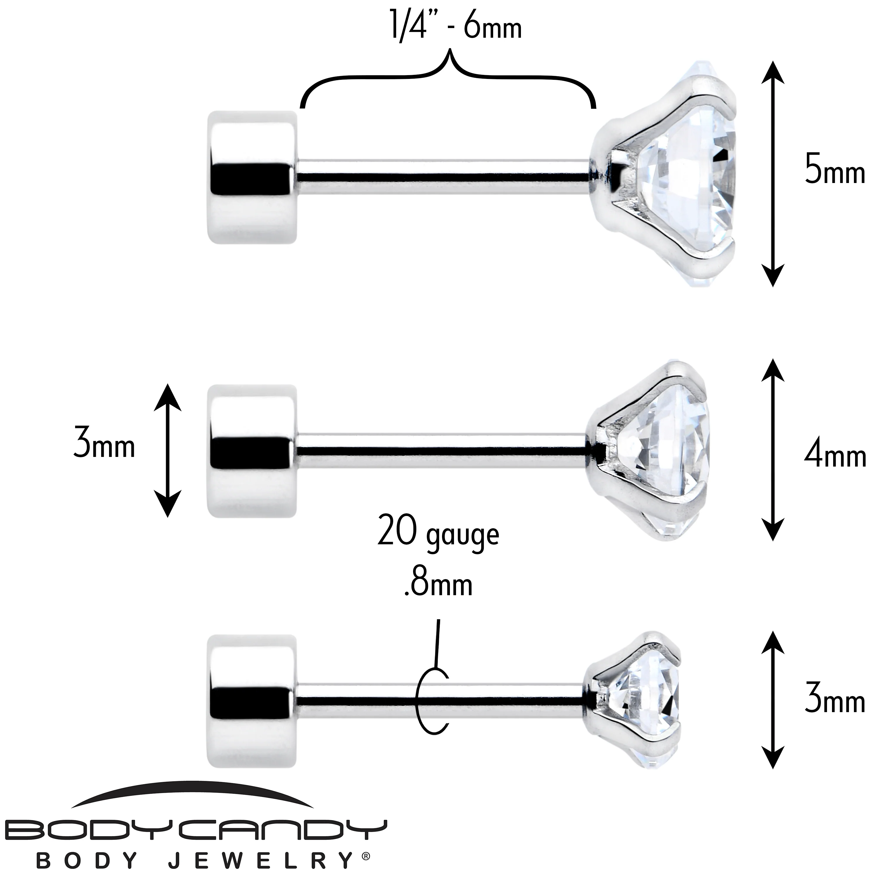 CZ Flat Back Stud Earrings - 3 Pairs - Image 6