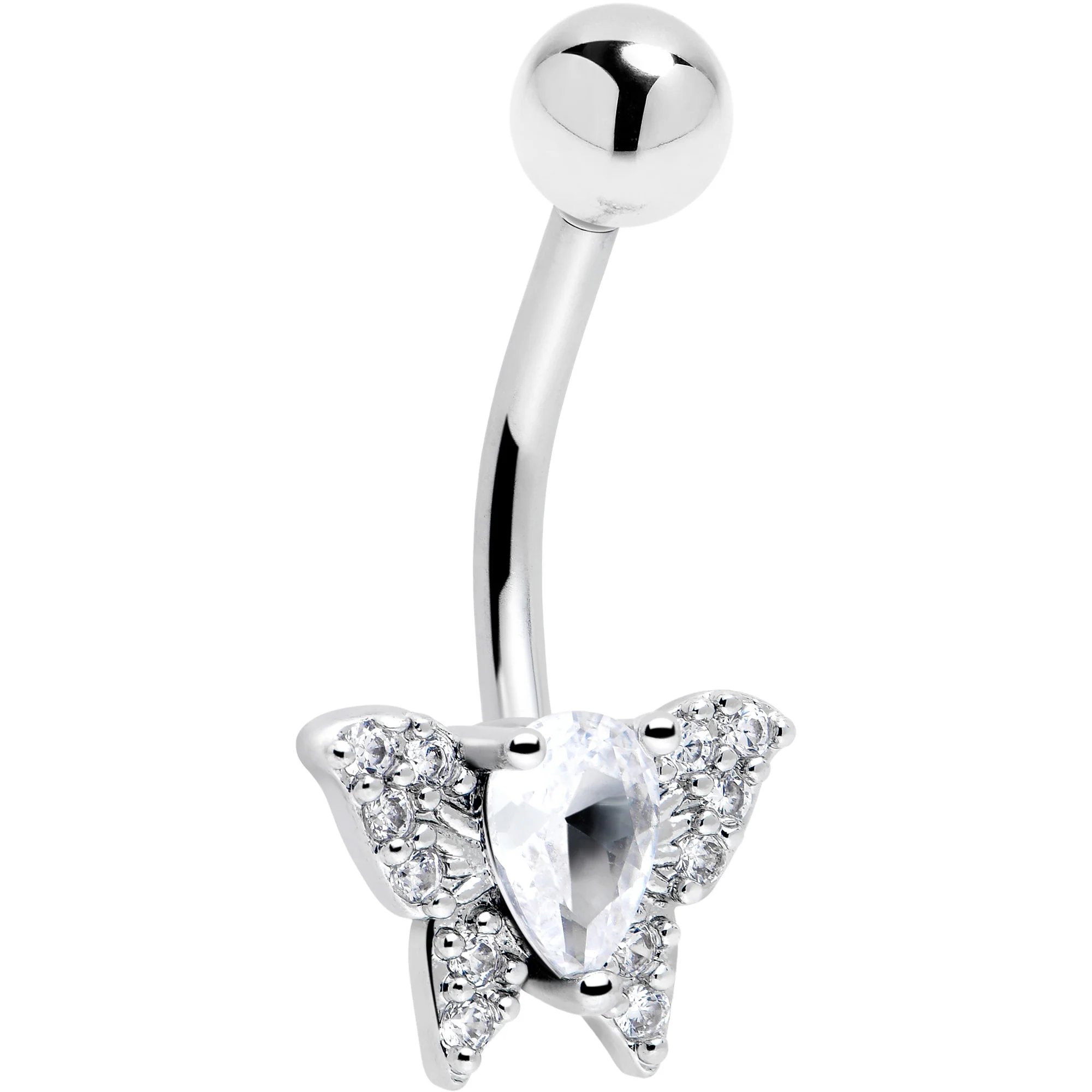 Cubic Zirconia Style Butterfly Belly Ring - Image 7