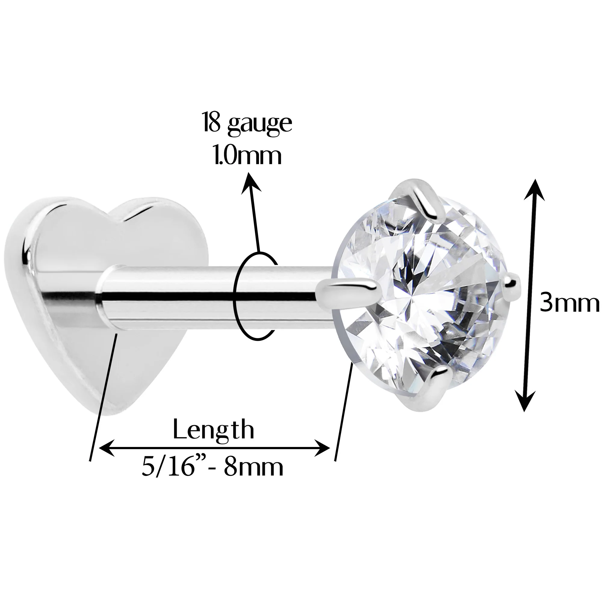 18G 5/16 CZ Implant Grade Titanium Reversible Threadless Flatback - Image 4