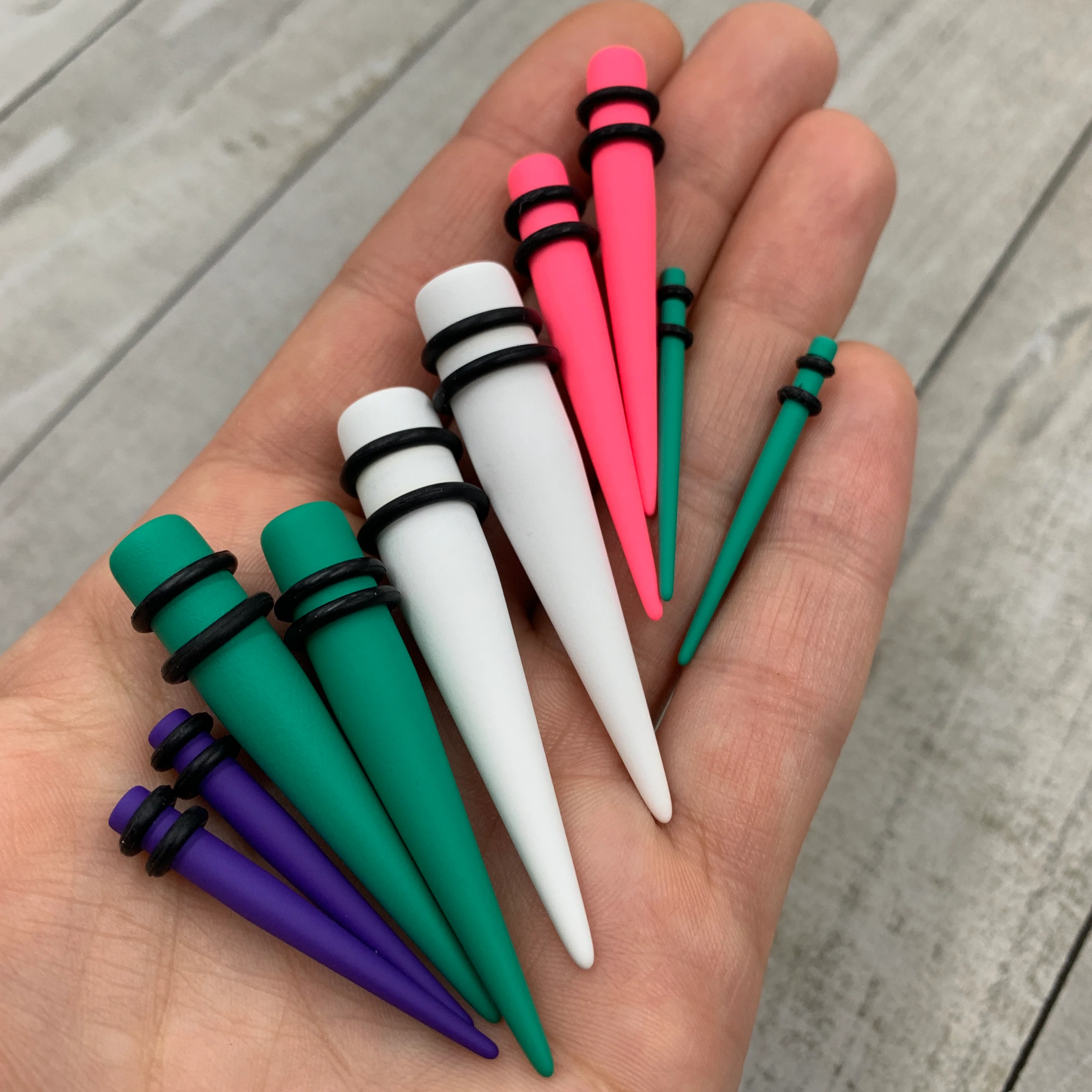 Dark Purple Matte Acrylic Straight Taper Set 12G to 00G - Image 2