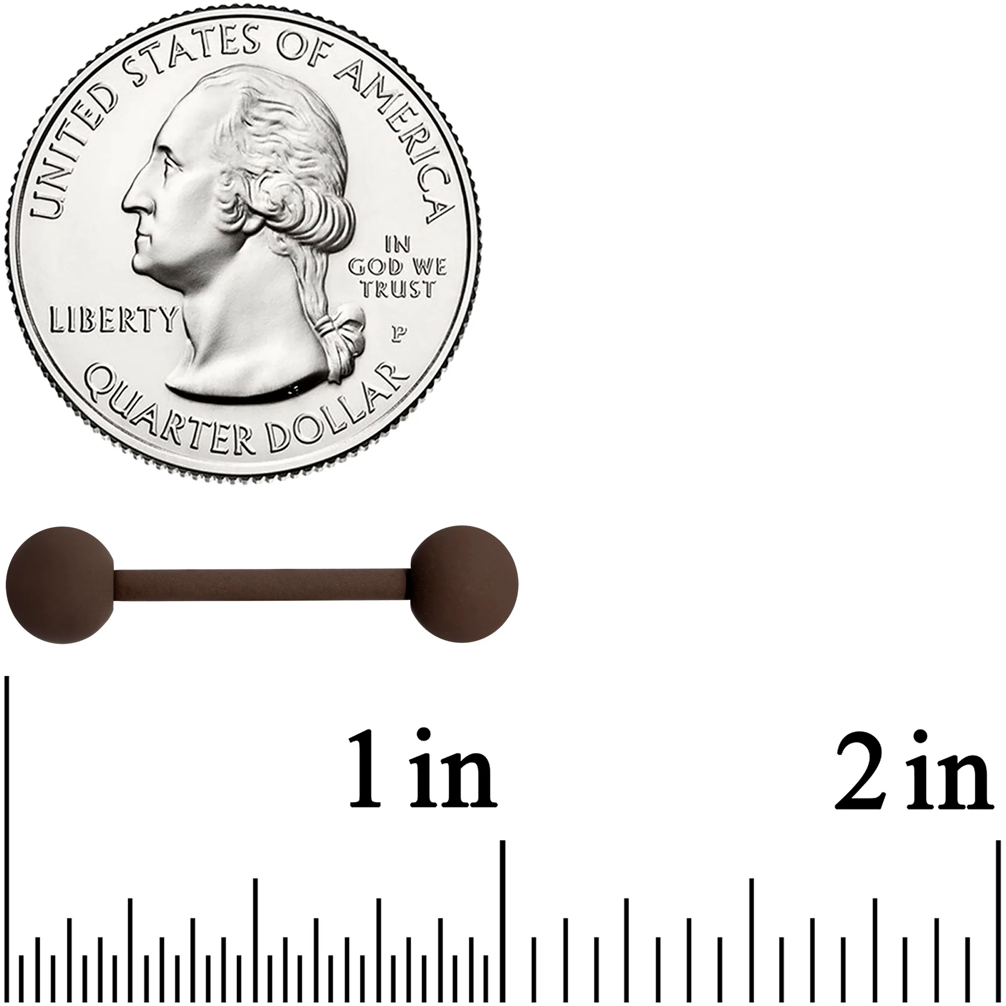 Deep Dark Brown Matte Barbell Tongue Ring - Image 2