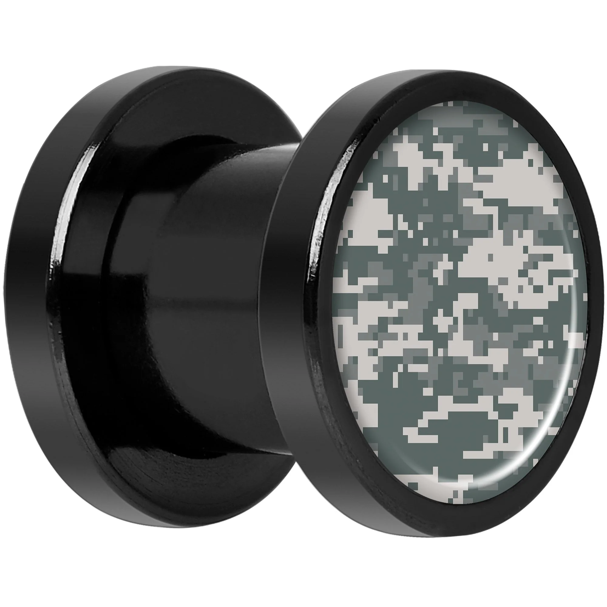 Digital Camo Print Black Anodized Screw Fit Plug Set 0G - Image 2