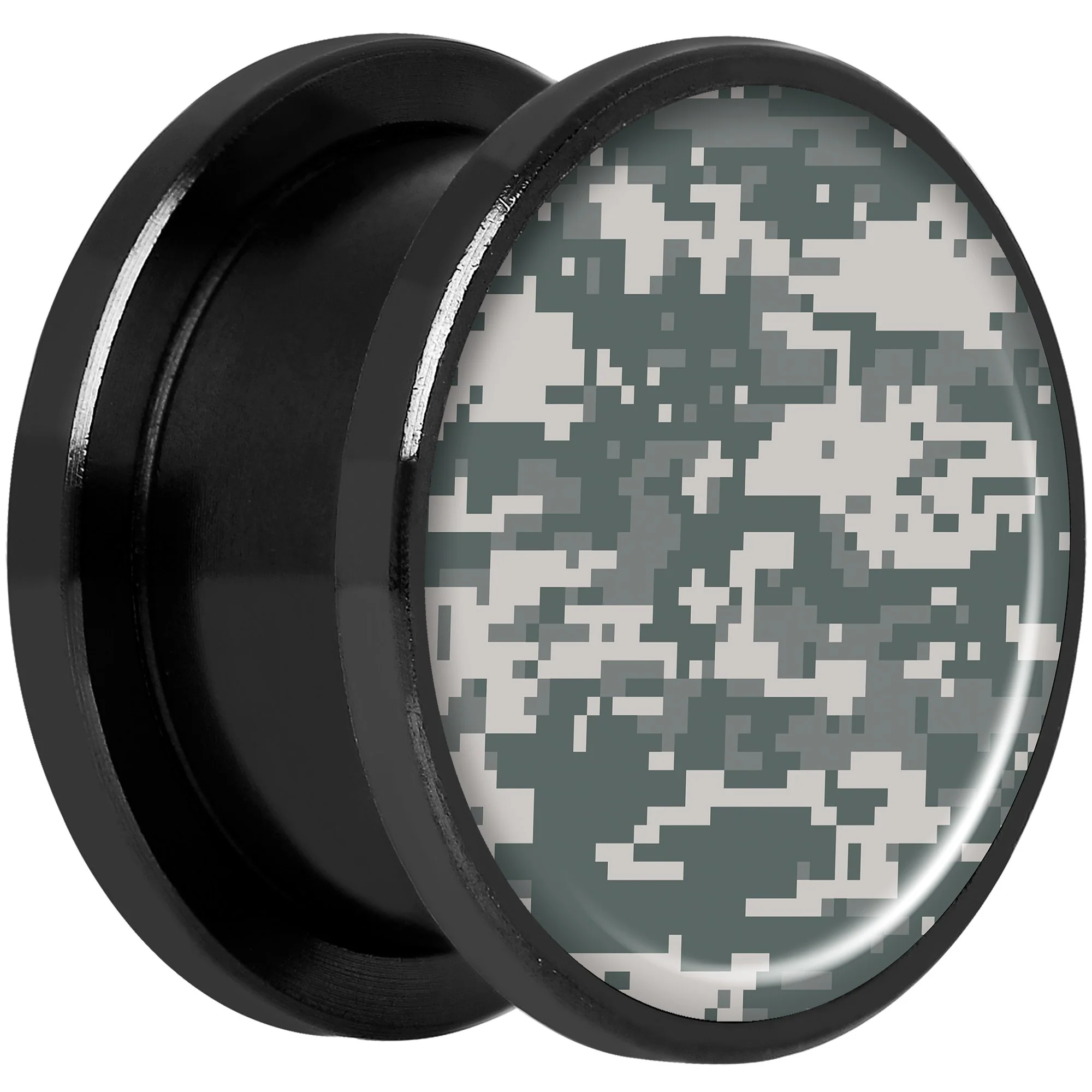 Digital Camo Print Black Anodized Screw Fit Plug Set 5/8 - Image 2