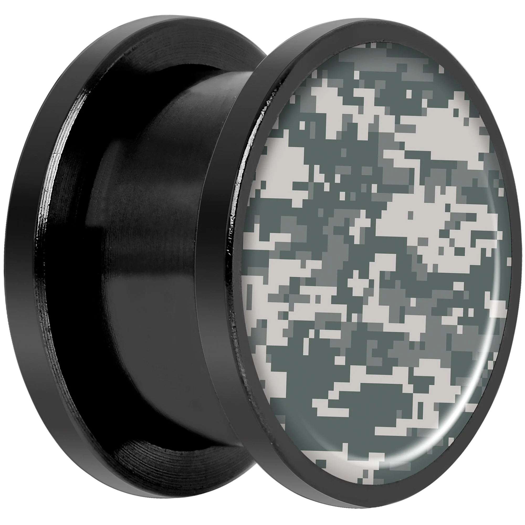 Digital Camo Print Black Anodized Screw Fit Plug Set 9/16 - Image 2