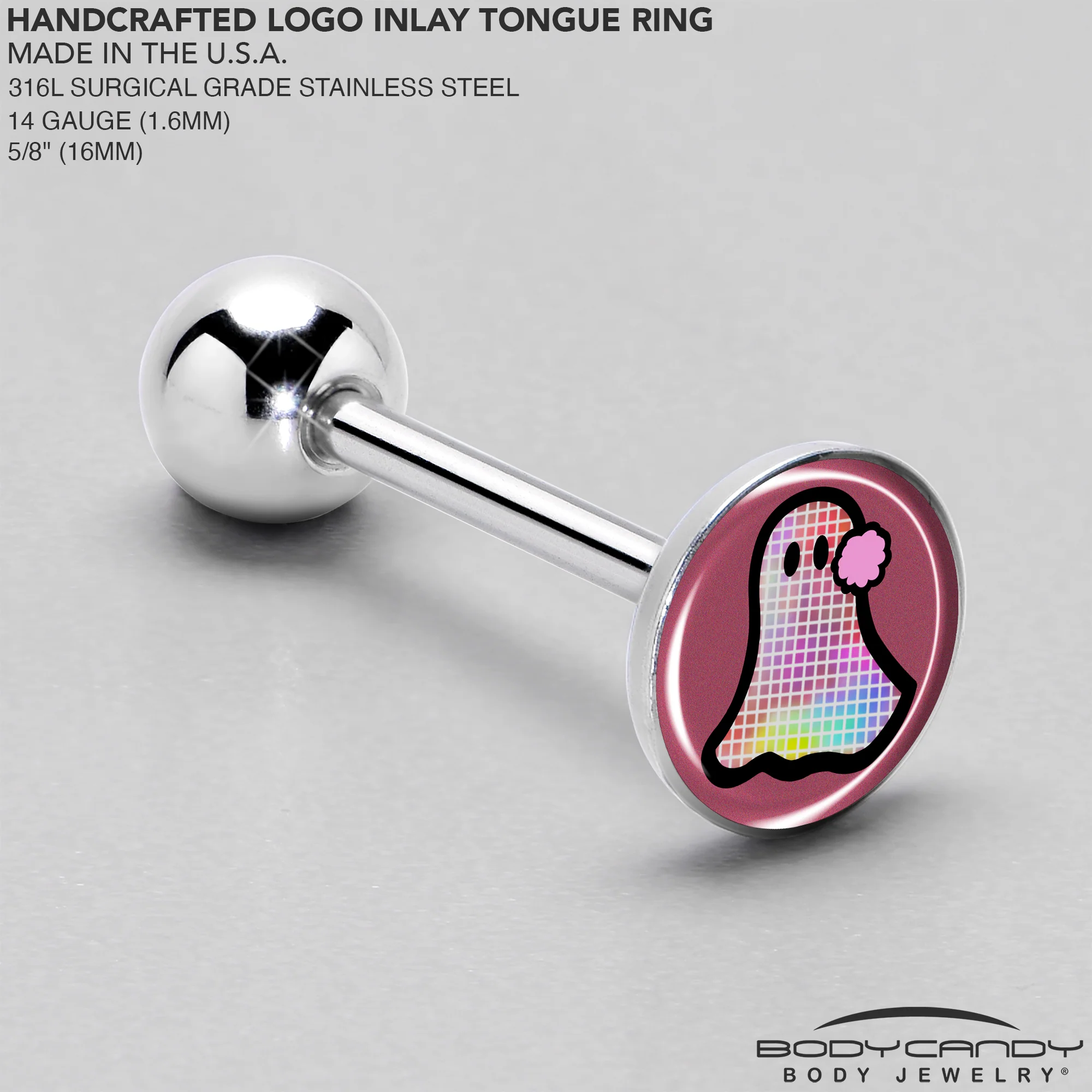 Disco Spirit Ghost Barbell Tongue Ring by Onyx O - Image 4