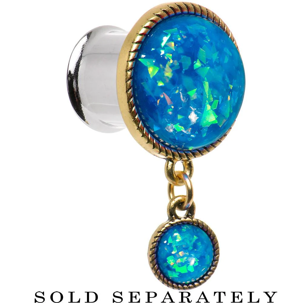 Double Aqua Imitation Opal Dangle Plug Sizes 5mm to 1 Inch - Image 9