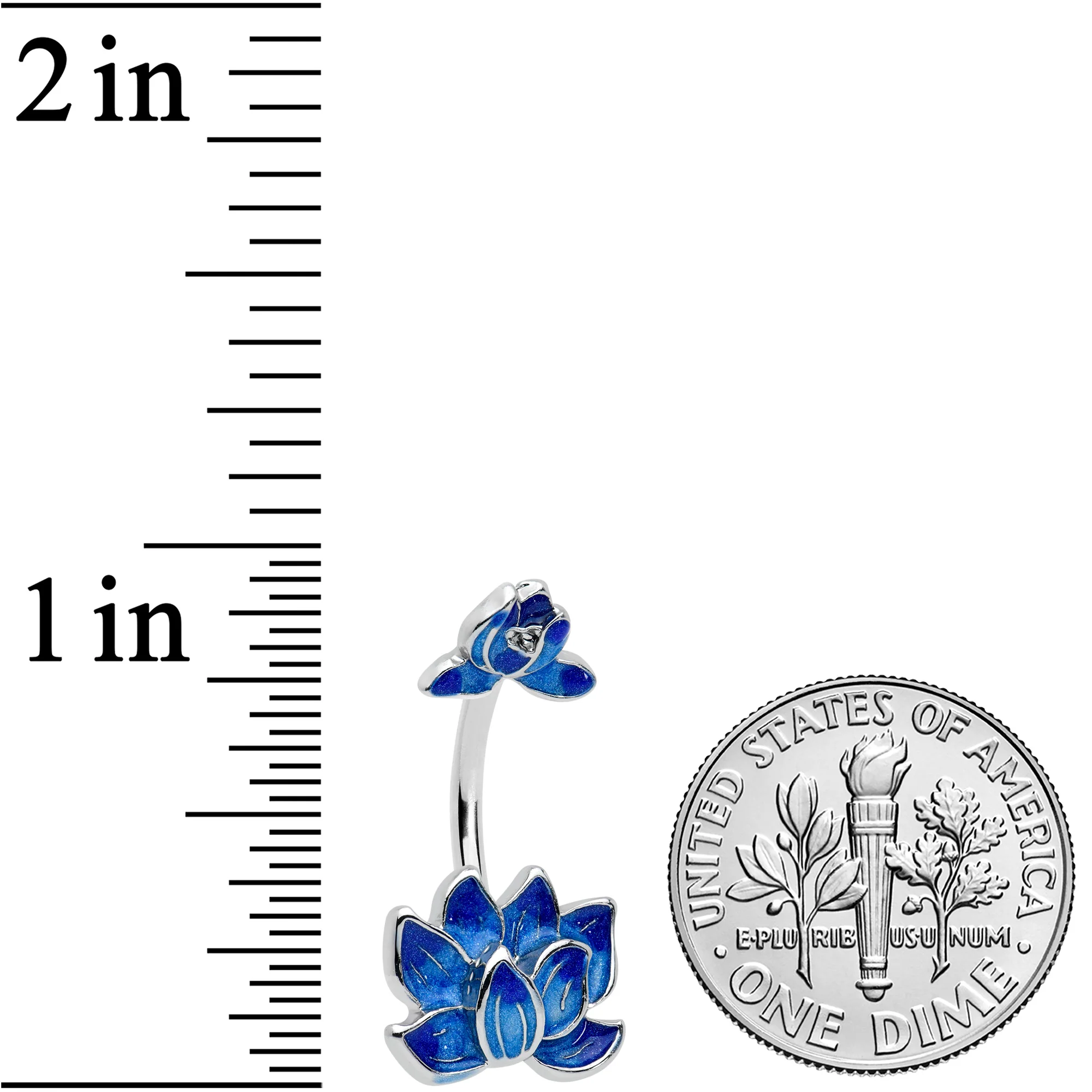 Double Blue Lotus Double Mount Belly Ring - Image 2
