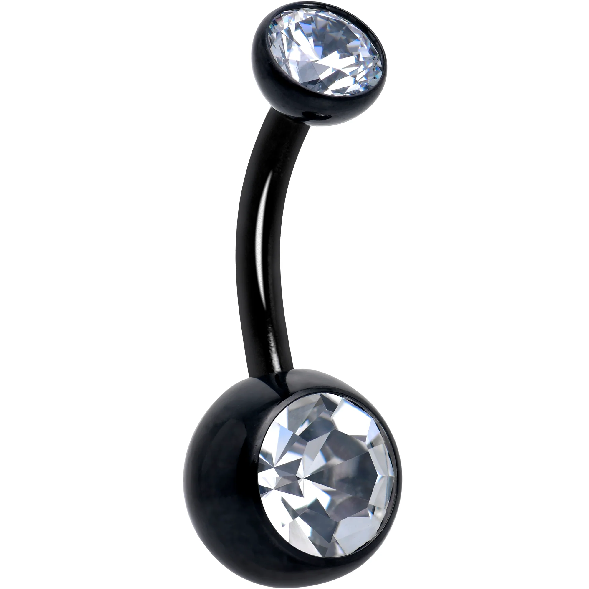 Double CZ Implant Grade Titanium Threadless Bezel Push In Belly Ring - Image 7