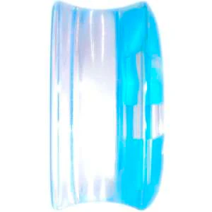 Clear Acrylic Double Flare Blue Turquoise  Anchor Saddle Plug Set 18mm - 20mm - Image 3