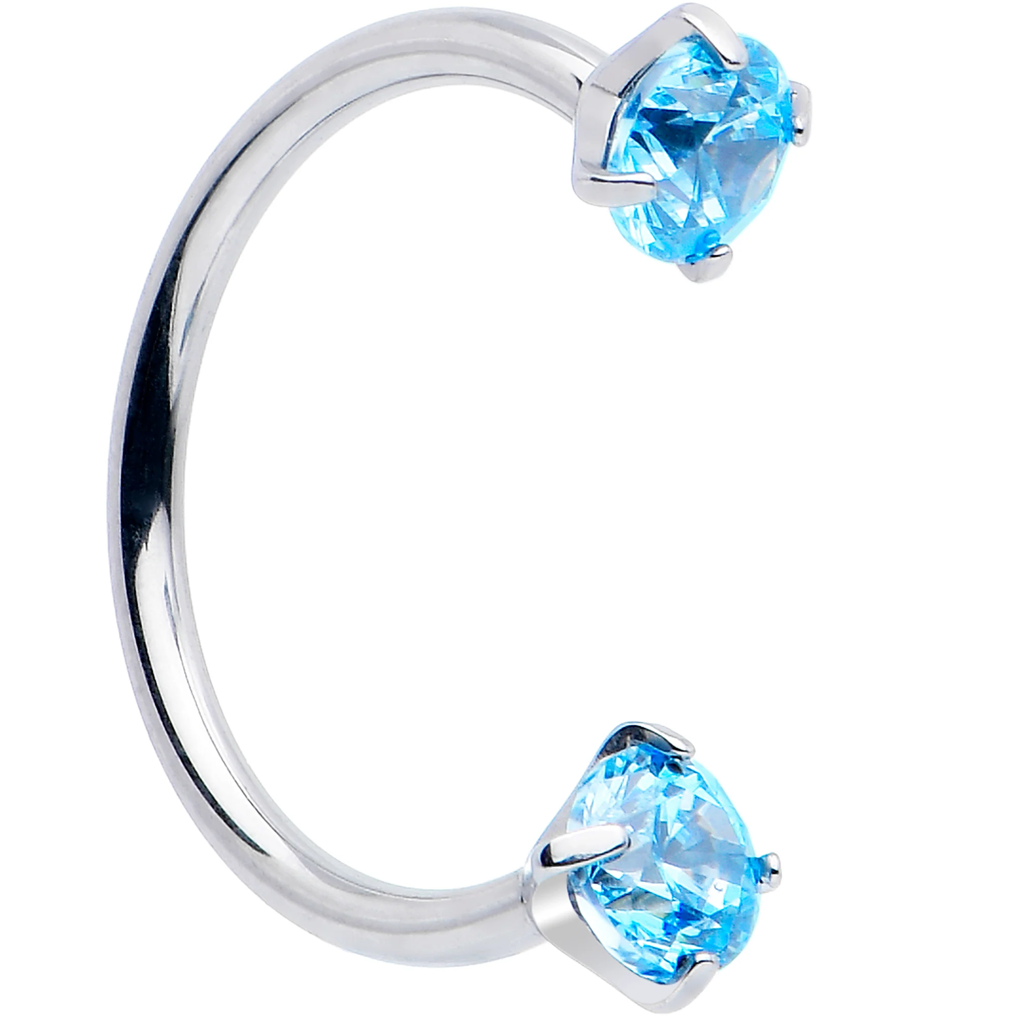 Double Gem Titanium Horseshoe Nose Ring -  Push In Threadless Titanium CZ Horseshoe Nose Hoop - Image 5