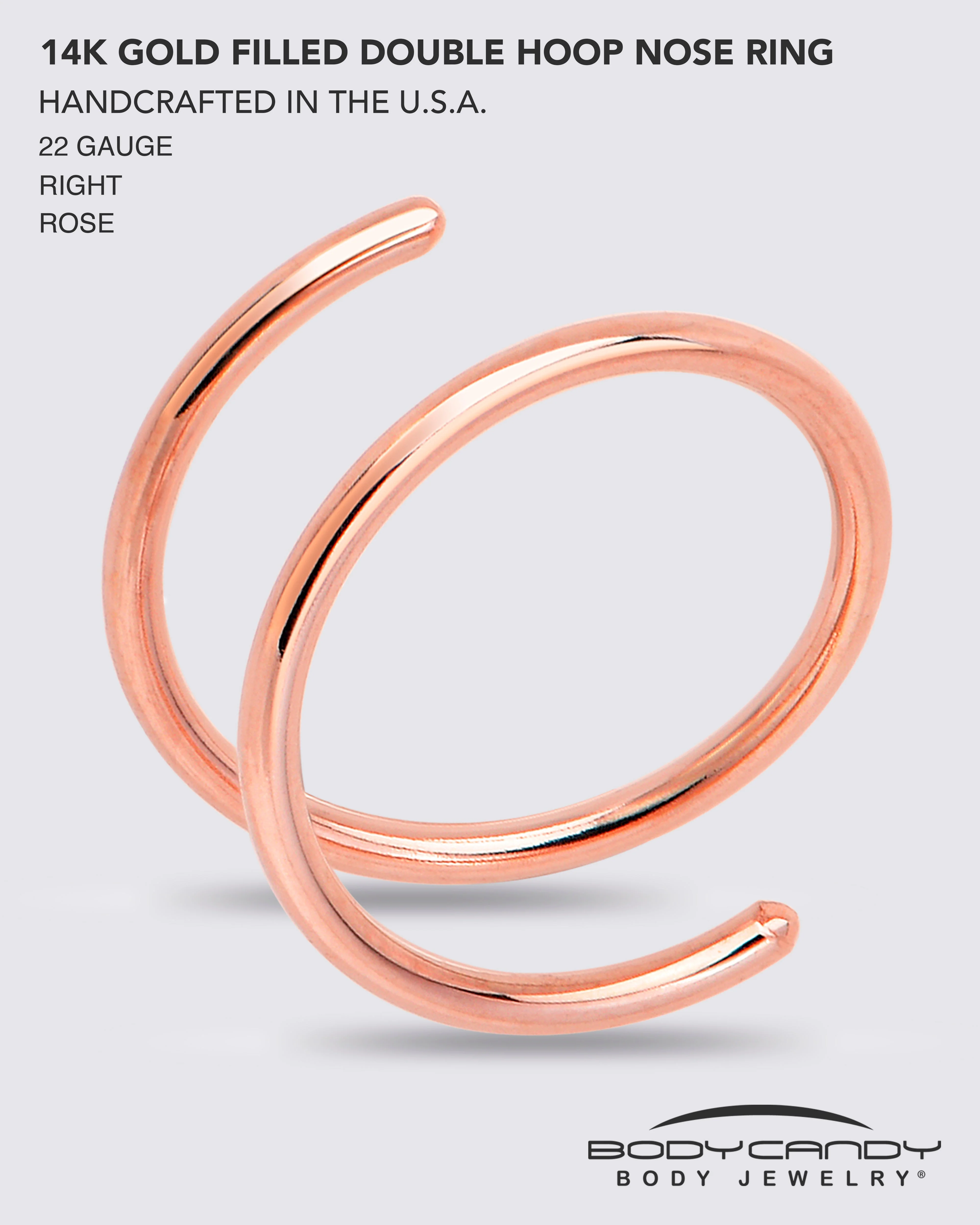 Double Hoop Nose 14k Rose Gold Filled Spiral Nose Ring 20G 8mm Right - Image 7