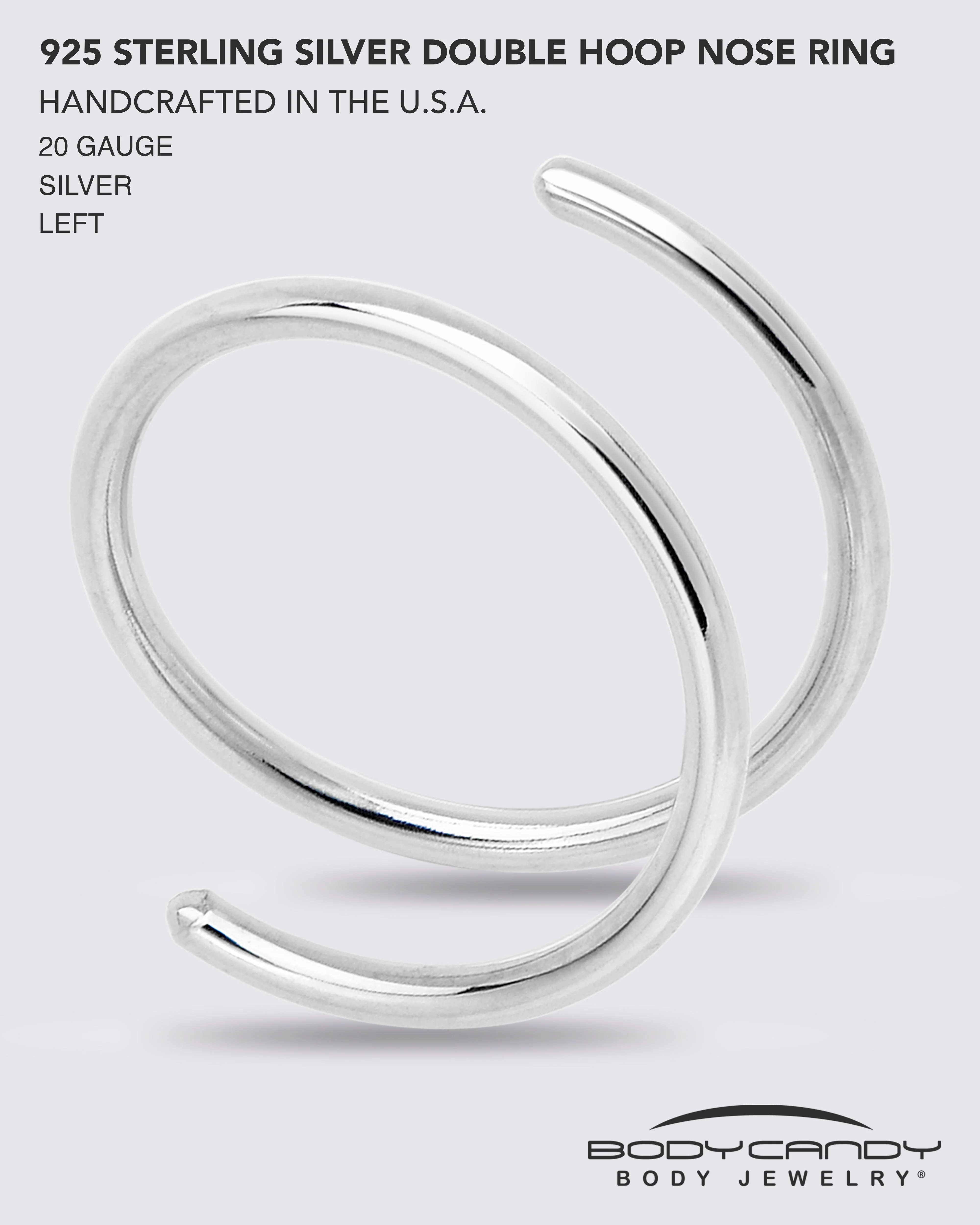 Double Hoop Nose 925 Sterling Silver Spiral Nose Ring 20G 8mm Left - Image 6