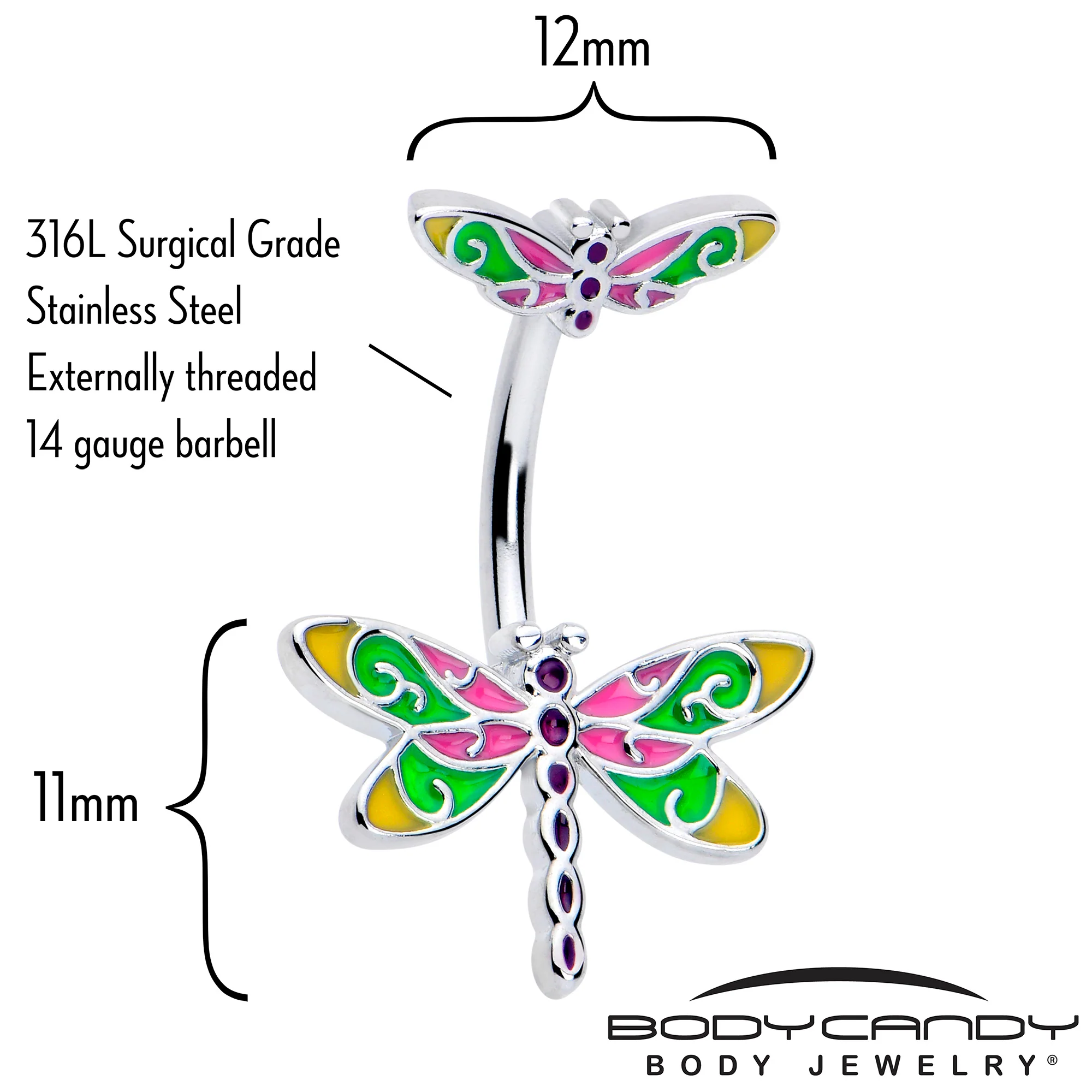 Dragonfly Colors Double Mount Belly Ring - Image 2