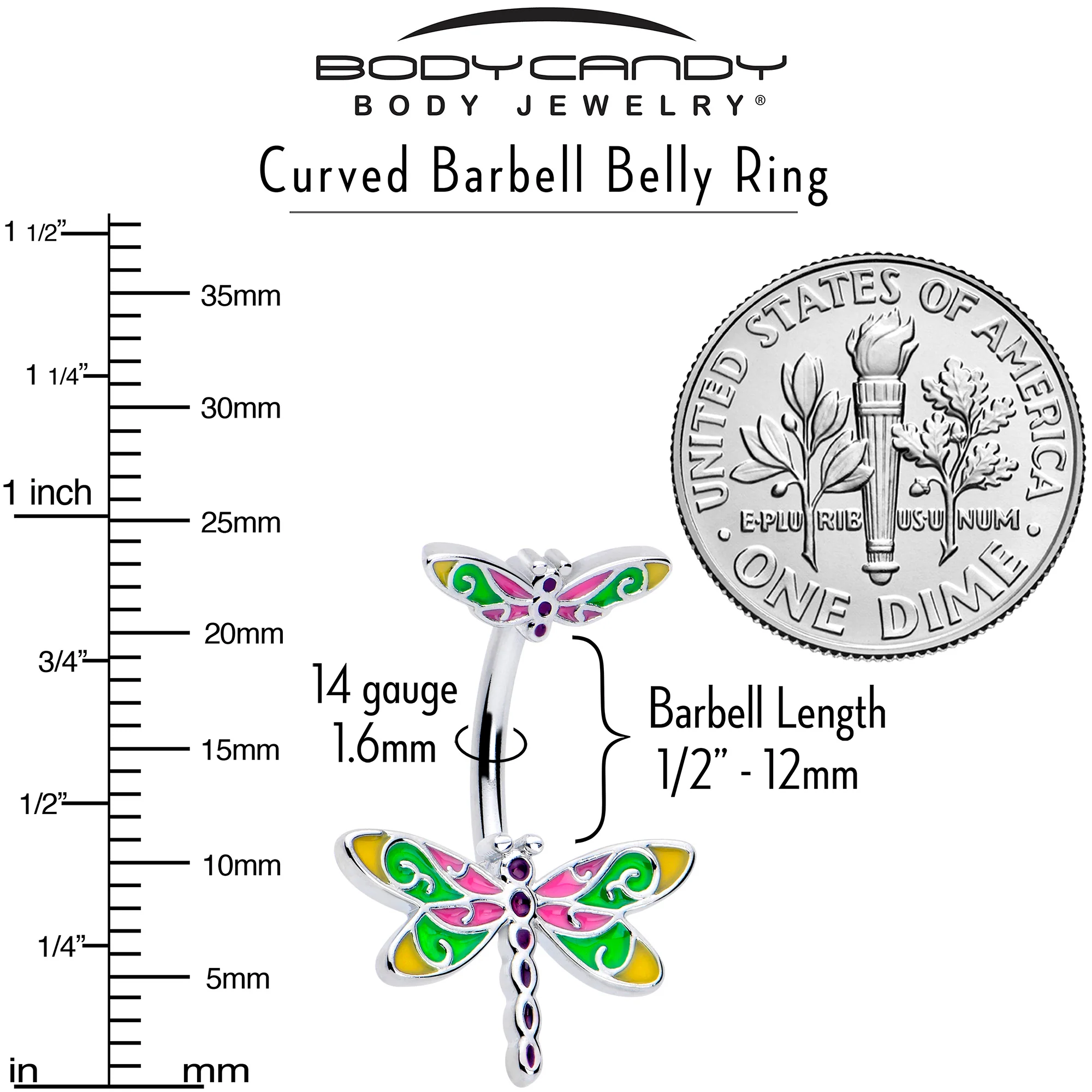 Dragonfly Colors Double Mount Belly Ring - Image 3