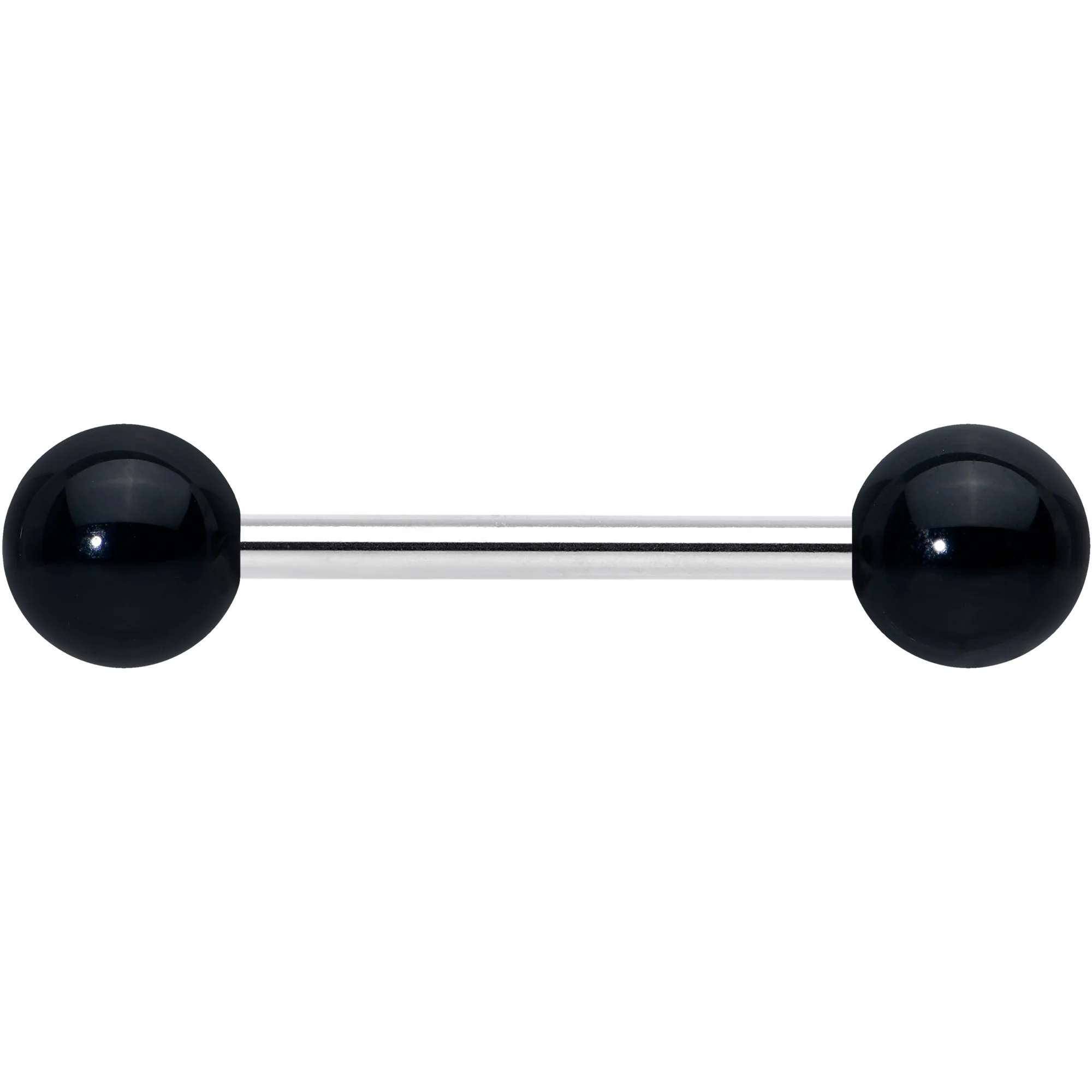 Elegant Black Agate Barbell Tongue Ring - Image 2