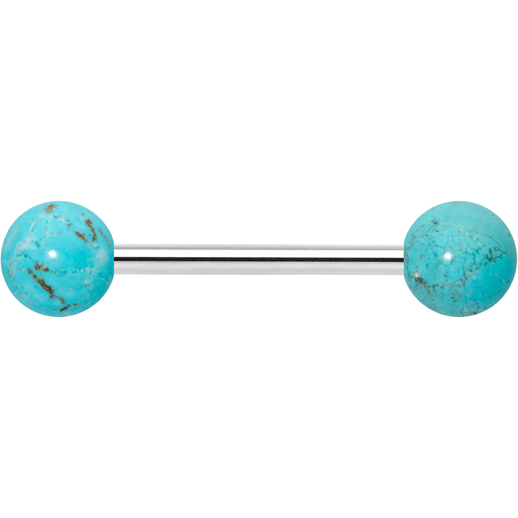 Elegant Blue Turquoise Barbell Tongue Ring - Image 2