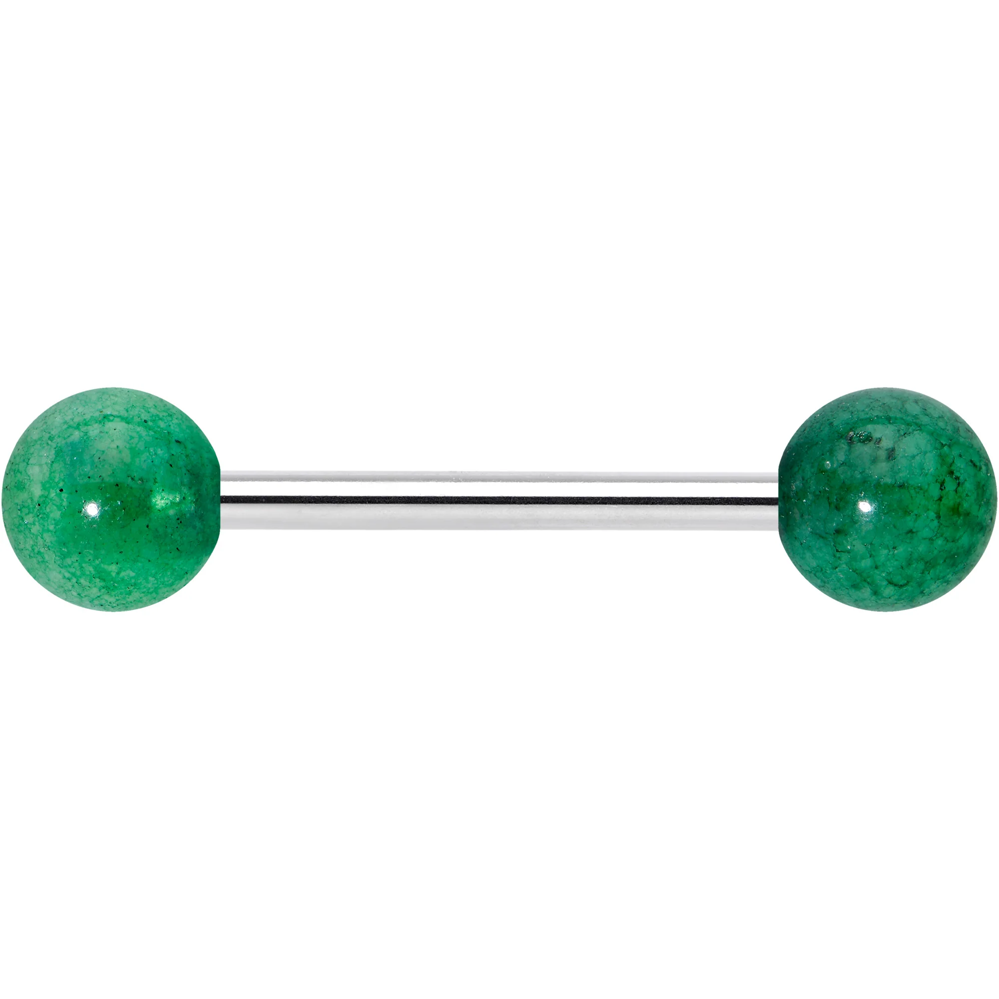 Elegant Green Jade Barbell Tongue Ring - Image 2