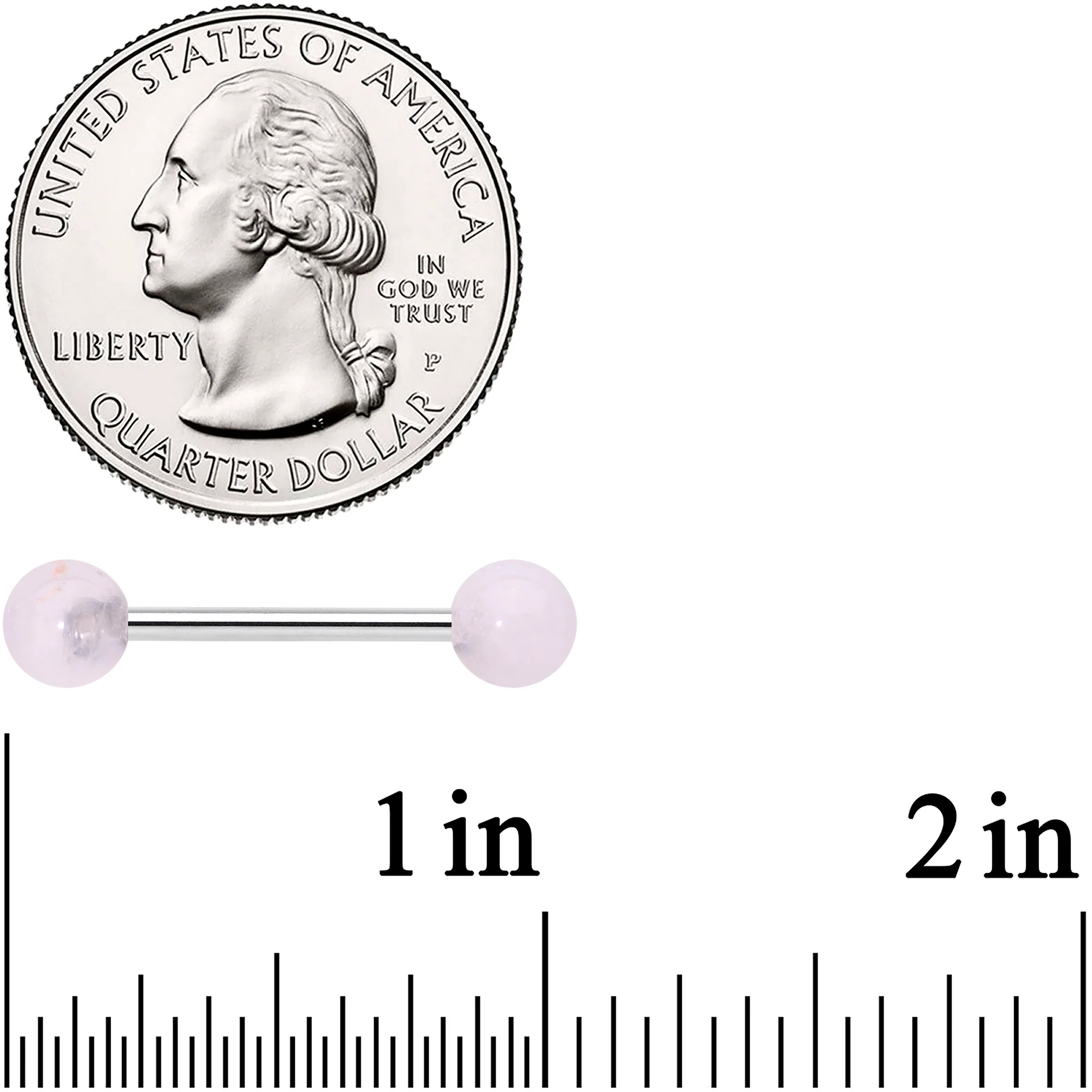 Elegant Pink Rose Quartz Barbell Tongue Ring - Image 3