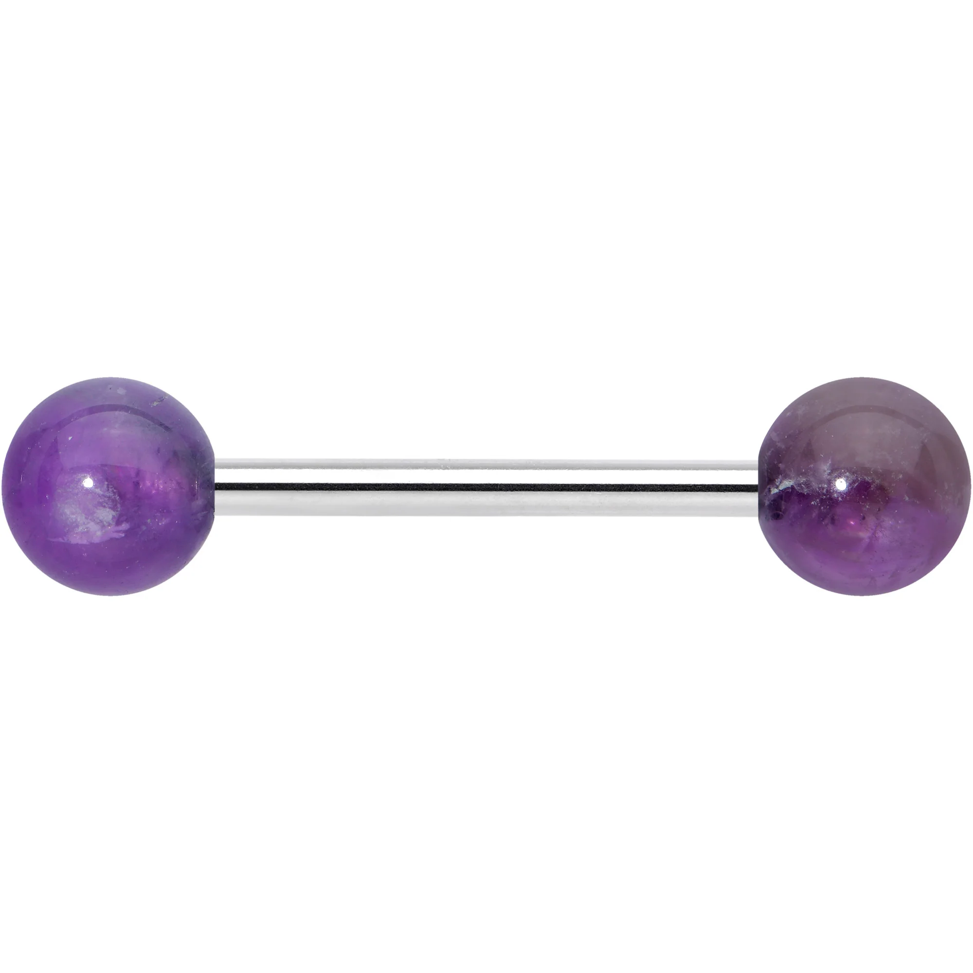 Elegant Purple Amethyst Barbell Tongue Ring - Image 2
