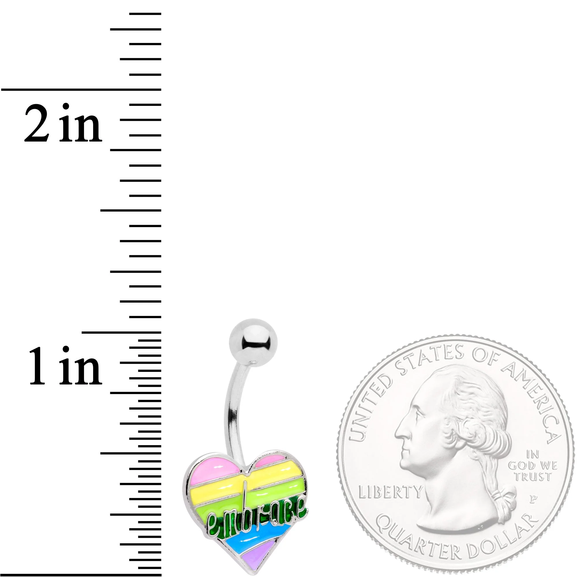 Embrace Pastel Rainbow Heart Dangle Belly Ring - Image 2