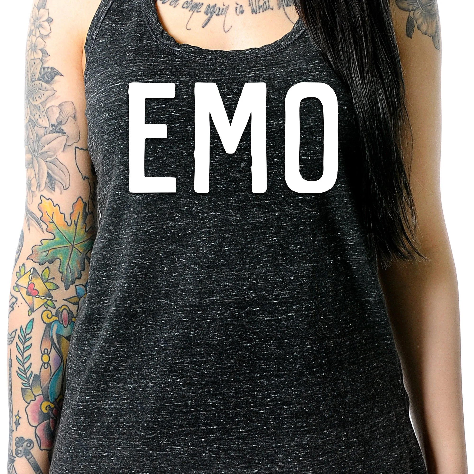 Emo Black Gray Cosmic Twist Back Tank Top - Image 3