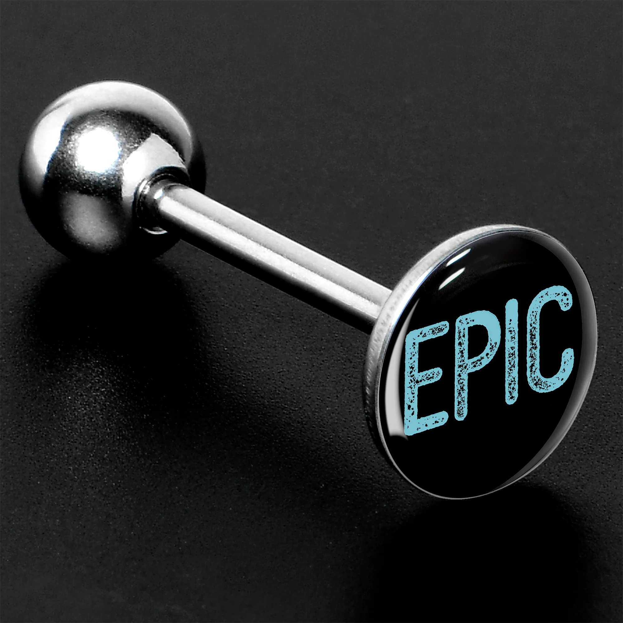 Epic Blue Barbell Tongue Ring - Image 4