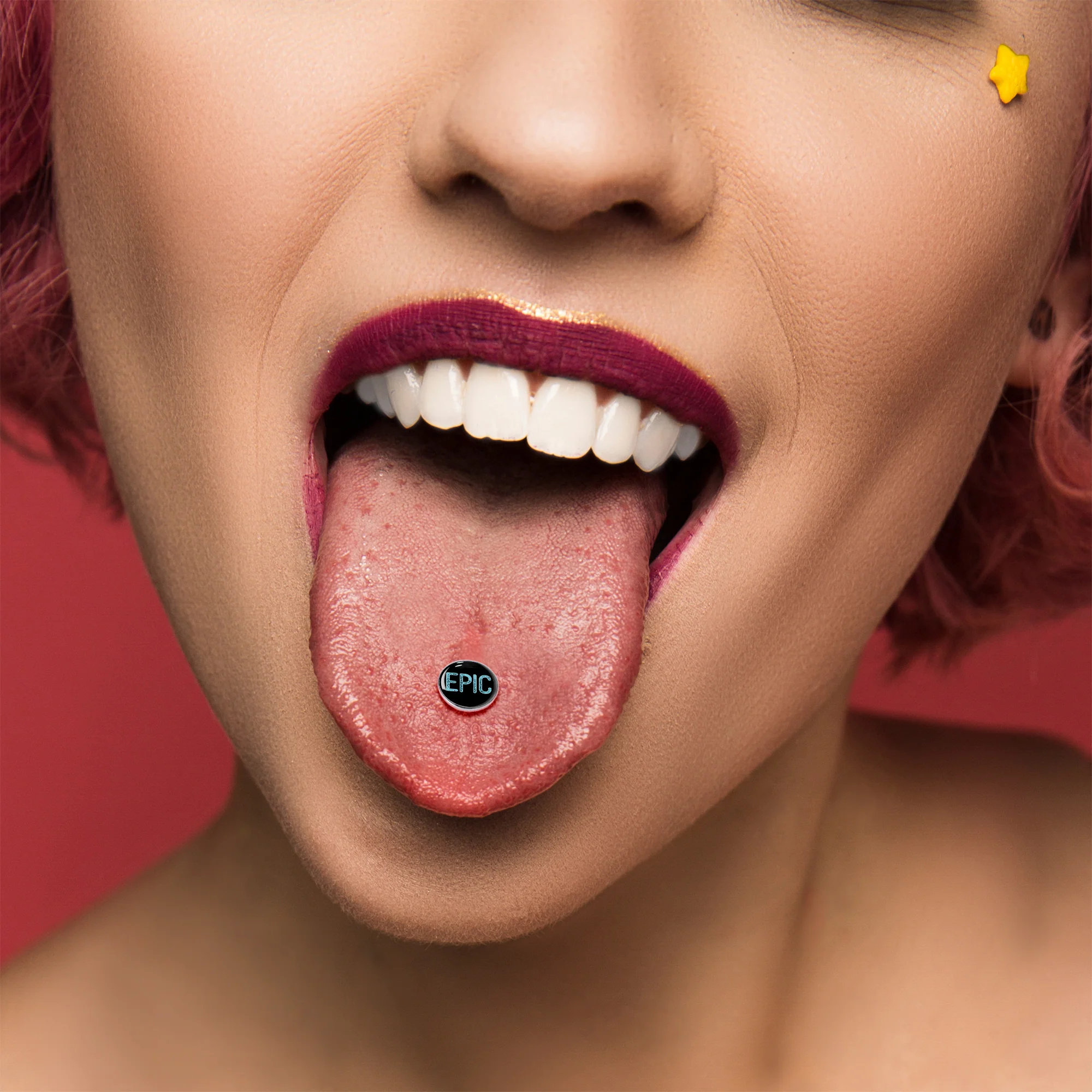 Epic Blue Barbell Tongue Ring - Image 6