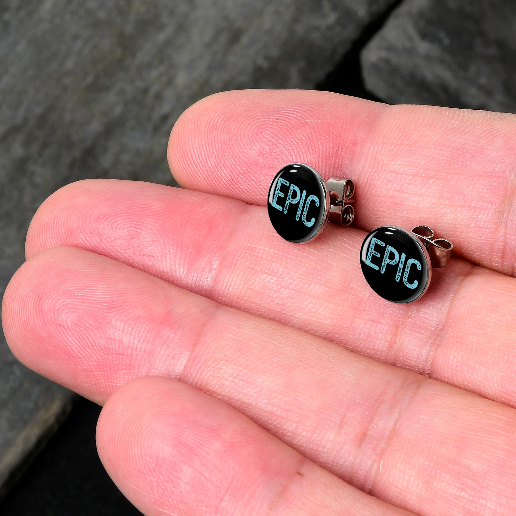 Epic Blue Stud Earrings - Image 2