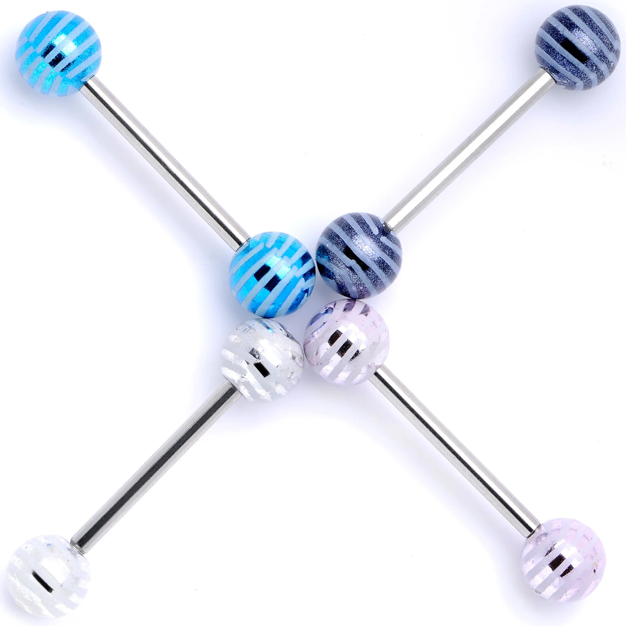 Evening Stripes Party Barbell Tongue Ring Set of 4 - Image 3