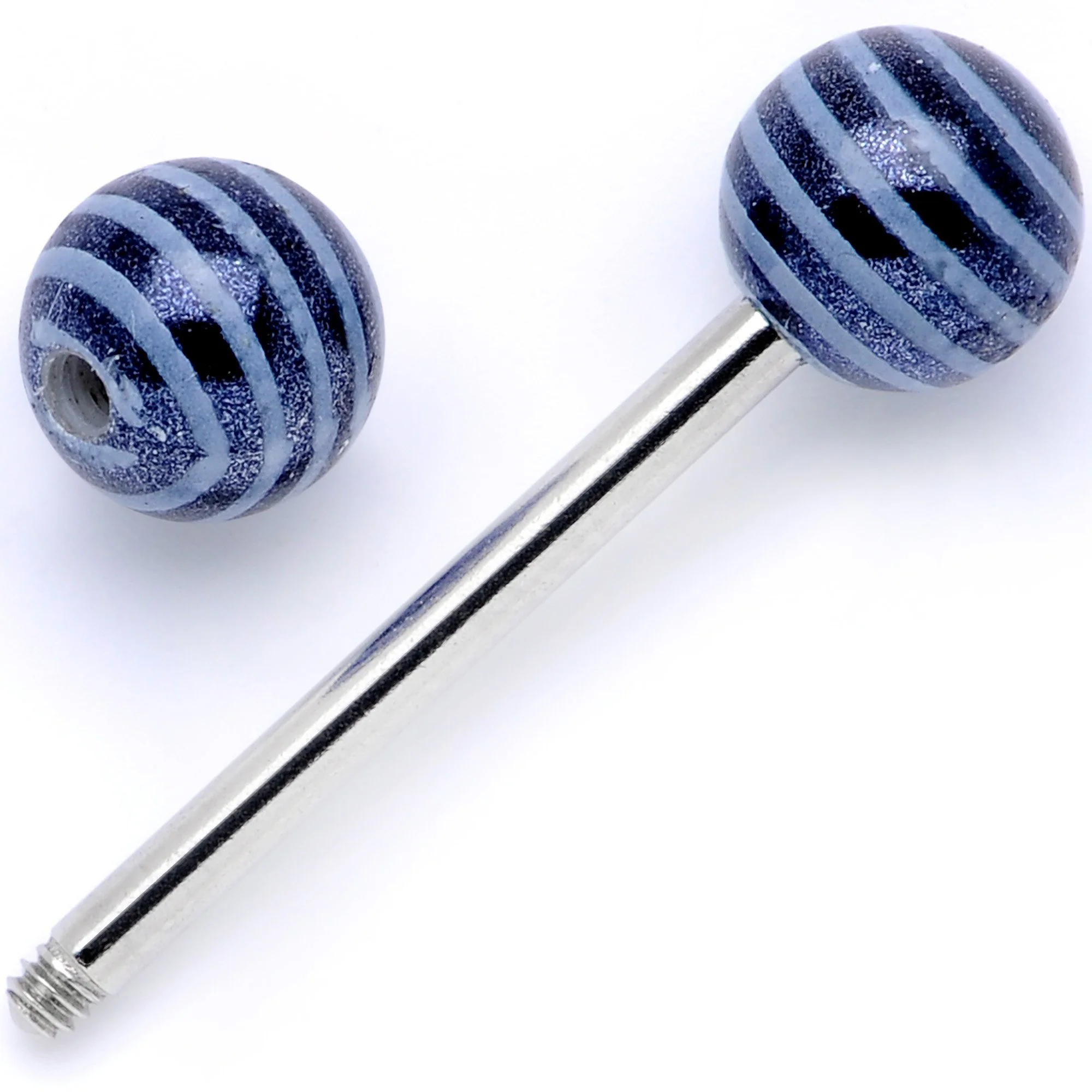 Evening Stripes Party Barbell Tongue Ring Set of 4 - Image 7