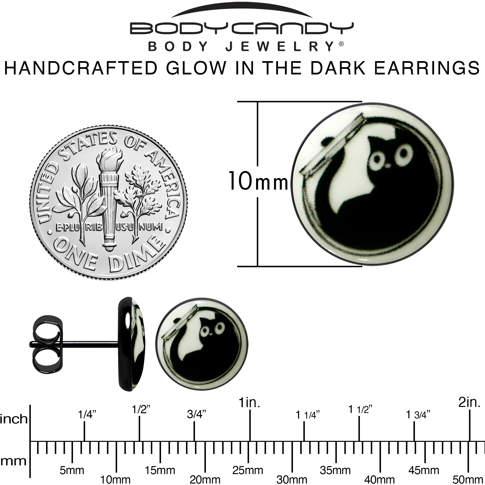 Fishbowl Kitty Cat Glow in the Dark Stud Earrings by Onyx O - Image 6