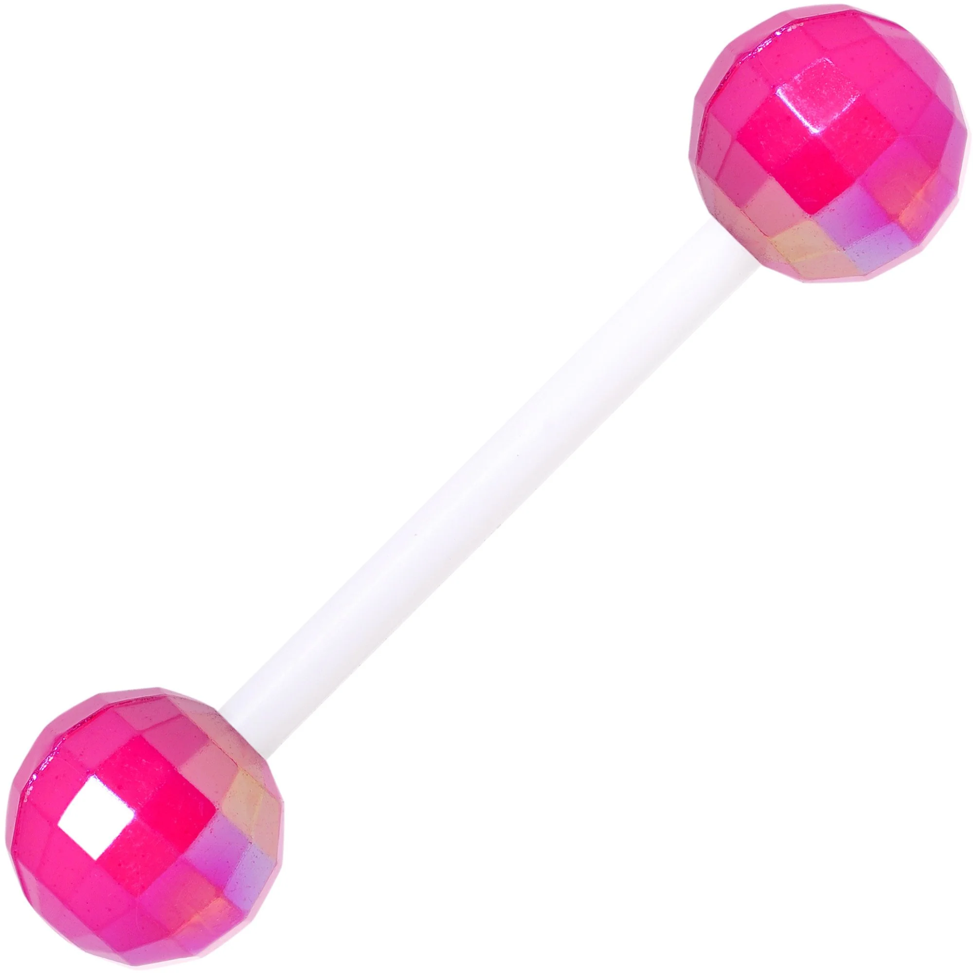 Flexible Acrylic New Years Disco Ball Barbell Tongue Ring Set - Image 2