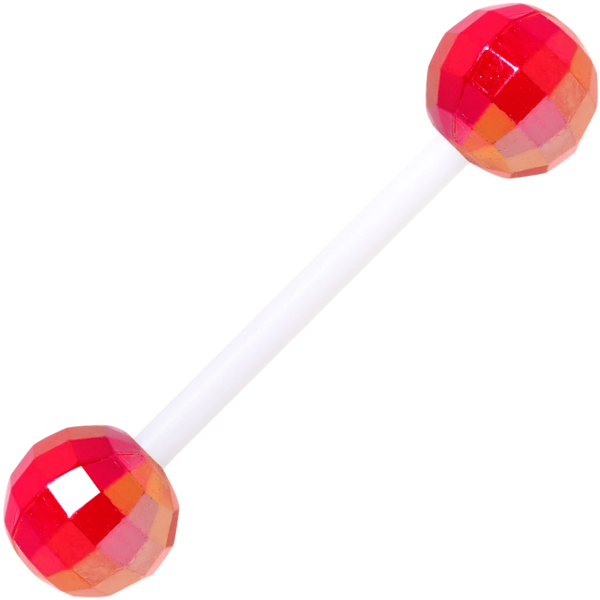 Flexible Acrylic New Years Disco Ball Barbell Tongue Ring Set - Image 3