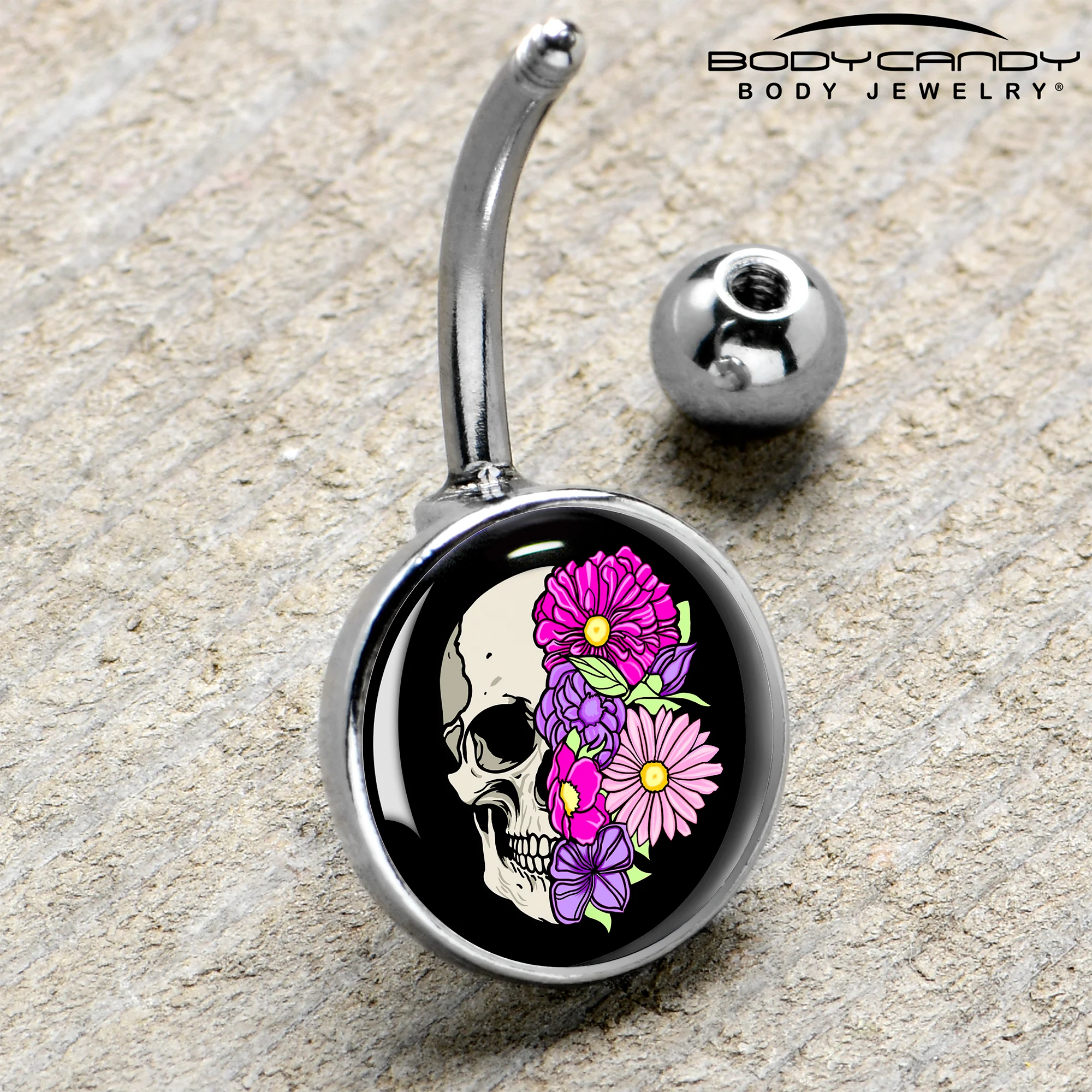 Floral Flowers Skull Belly Ring by Onyx O - Image 4