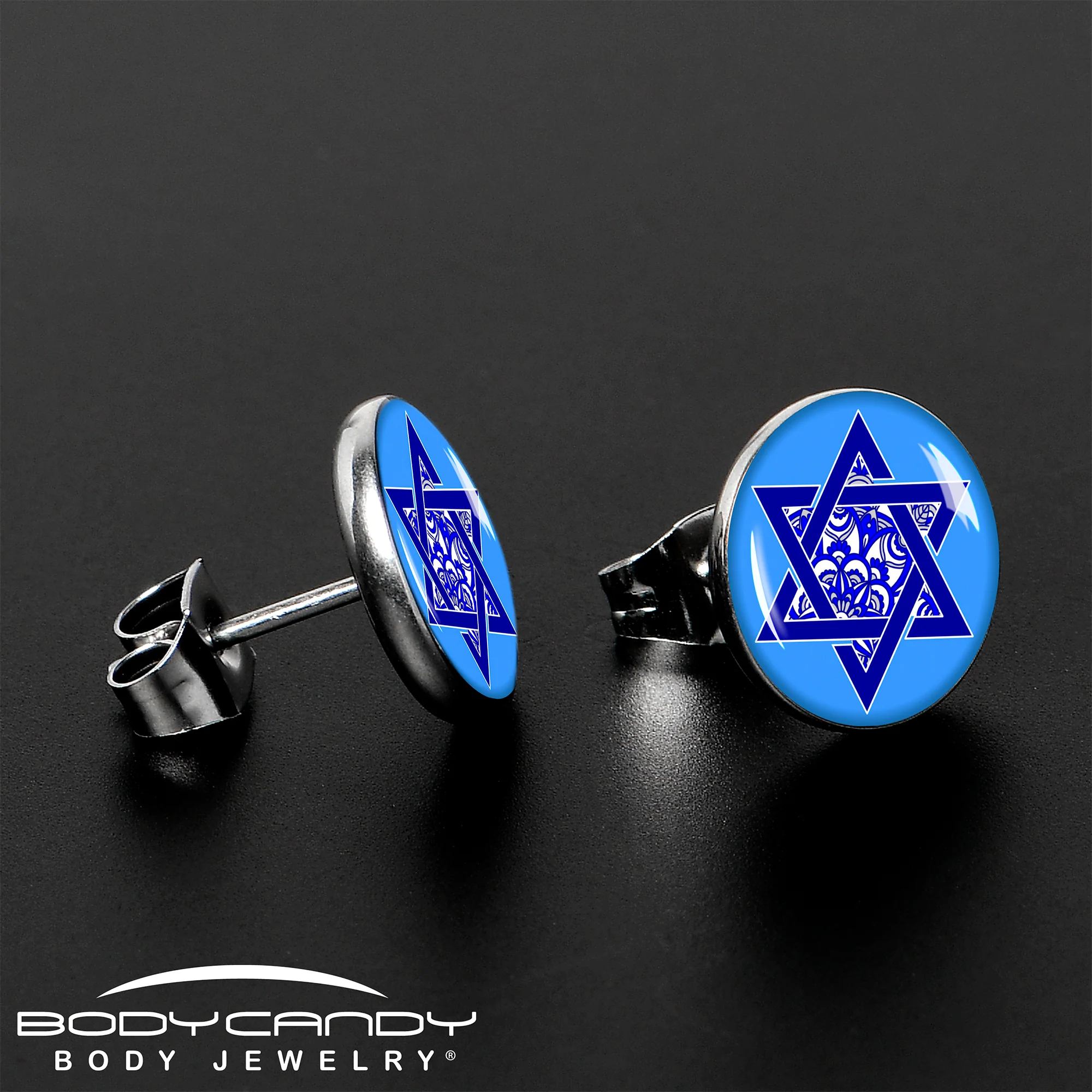 Floral Star of David Stud Earrings by Onyx O - Image 3