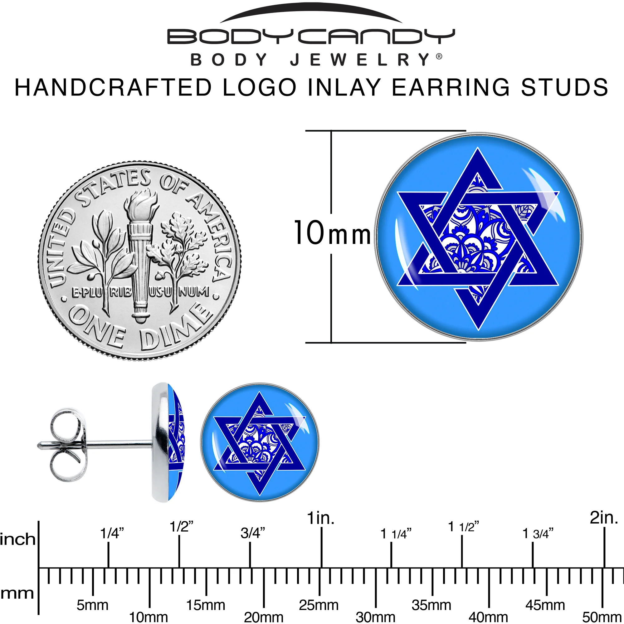 Floral Star of David Stud Earrings by Onyx O - Image 5