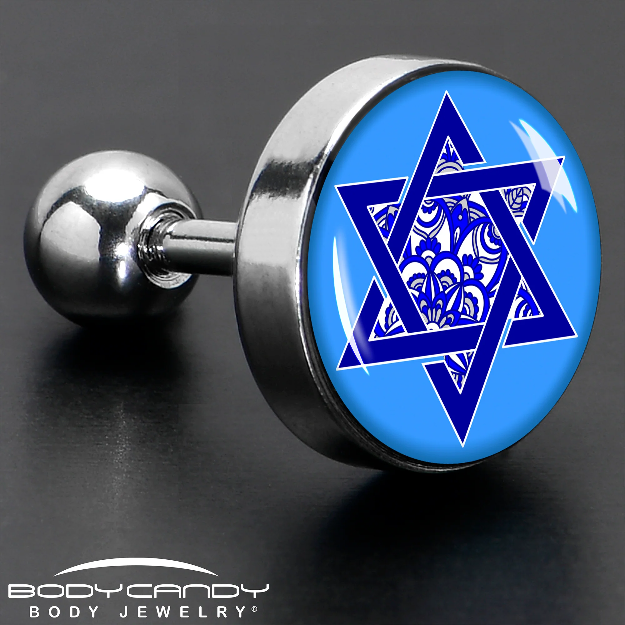 16G 1/4 Floral Star of David Tragus Cartilage Earring by Onyx O - Image 6