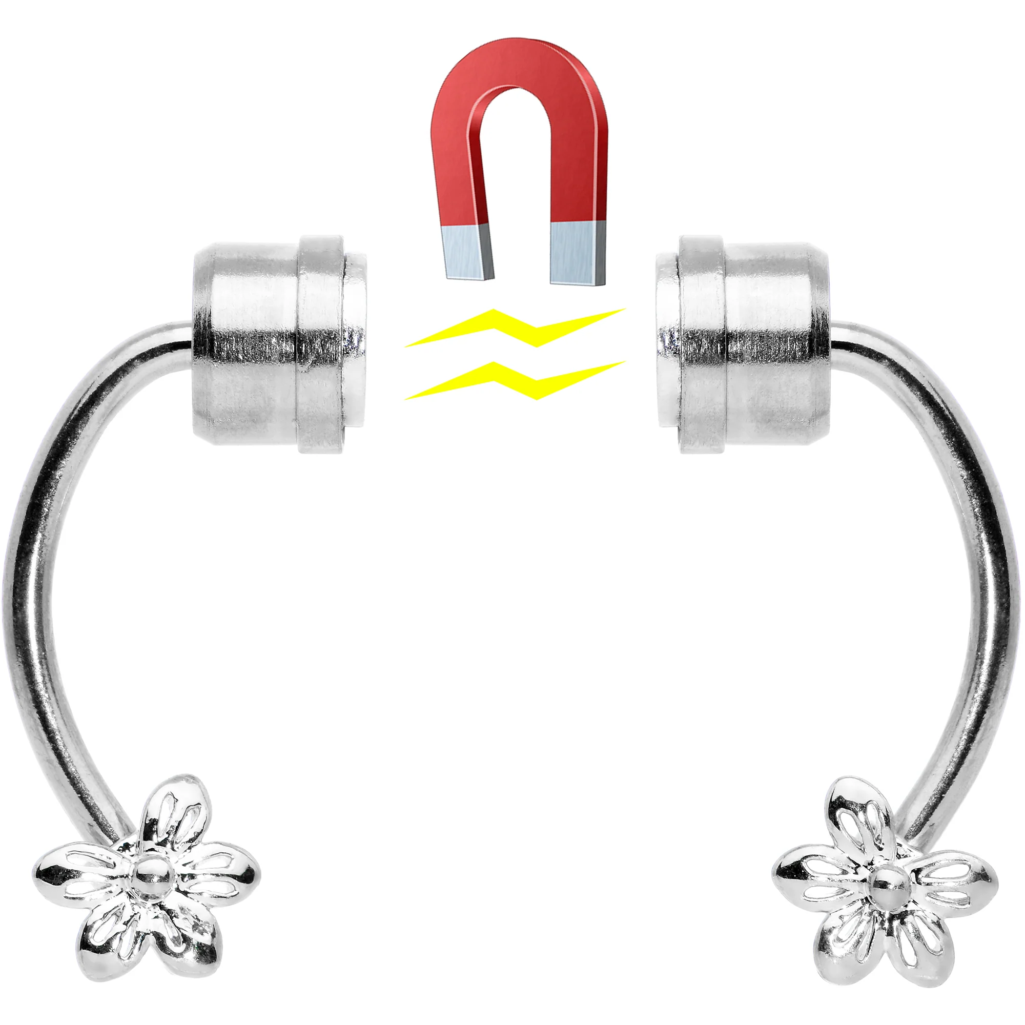 Flower Ends Non Pierced Magnetic Clip On Fake Septum Ring - Image 4