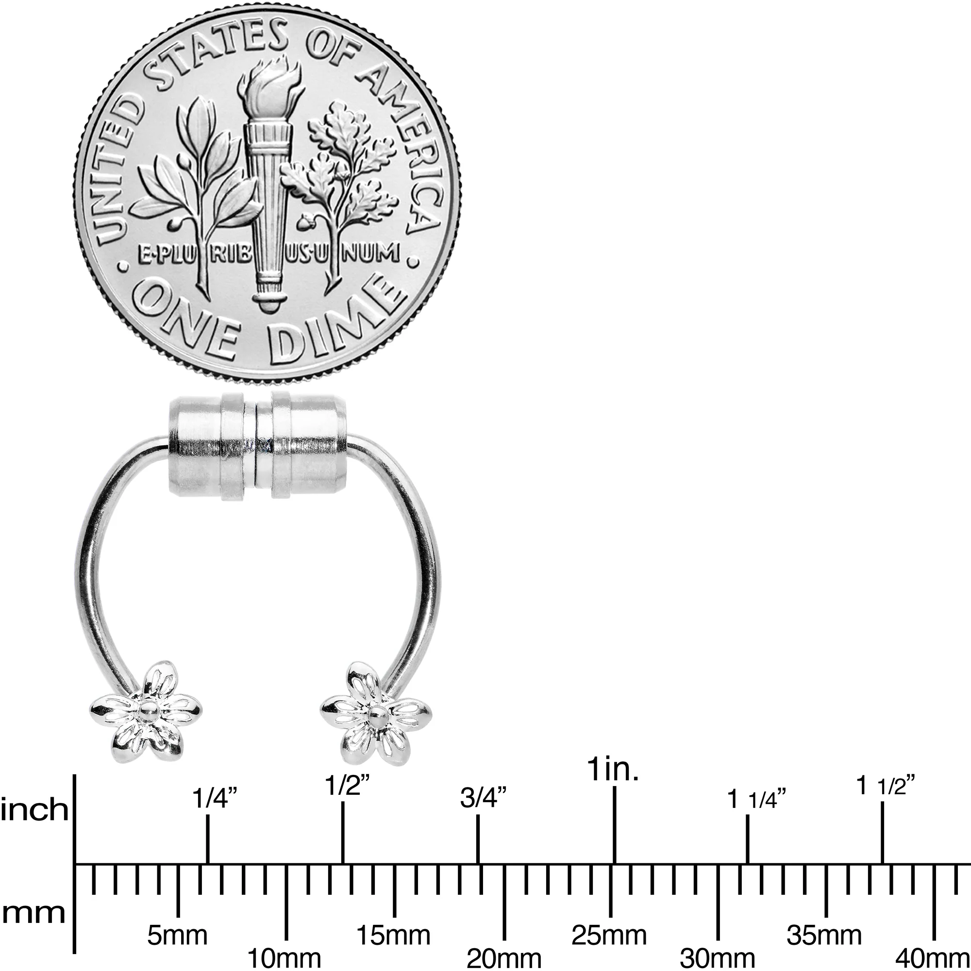 Flower Ends Non Pierced Magnetic Clip On Fake Septum Ring - Image 5