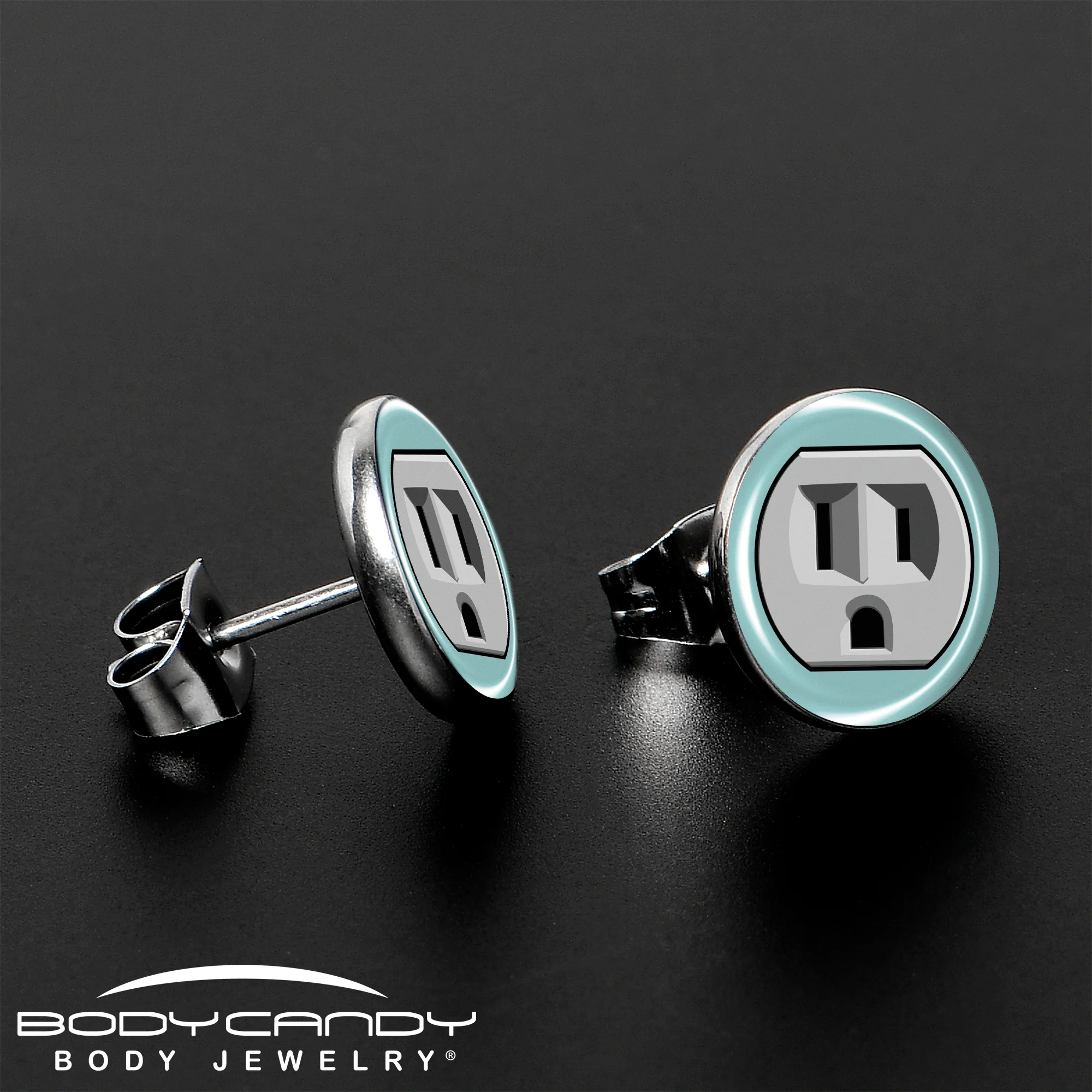 Frowning Plug Outlet Stud Earrings by Onyx O - Image 3